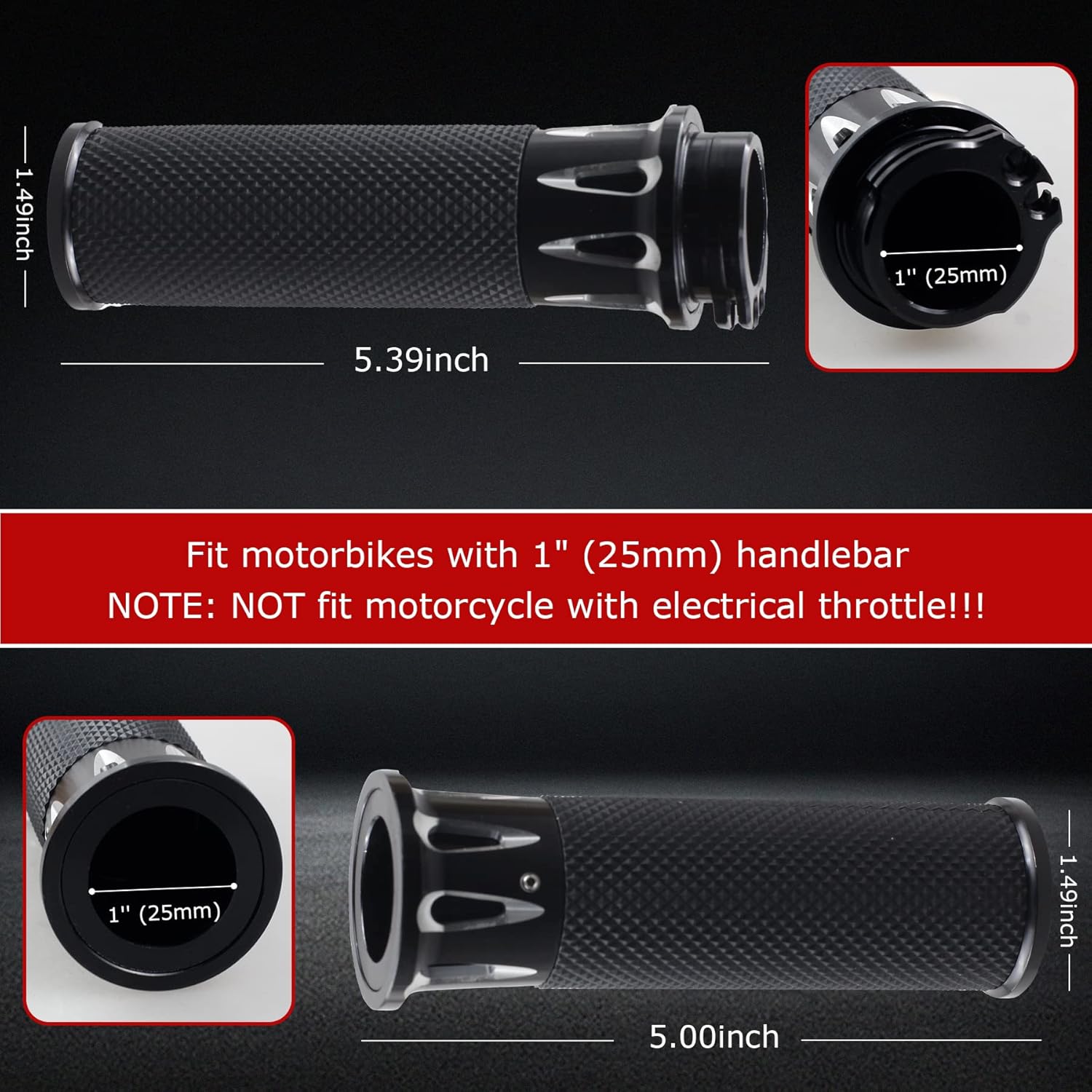NTHREEAUTO Empuñaduras de manillar de 1 pulgada  0.984 in para motocicleta, agarre universal compatible con Harley Sportster Iron 883 Dyna Road