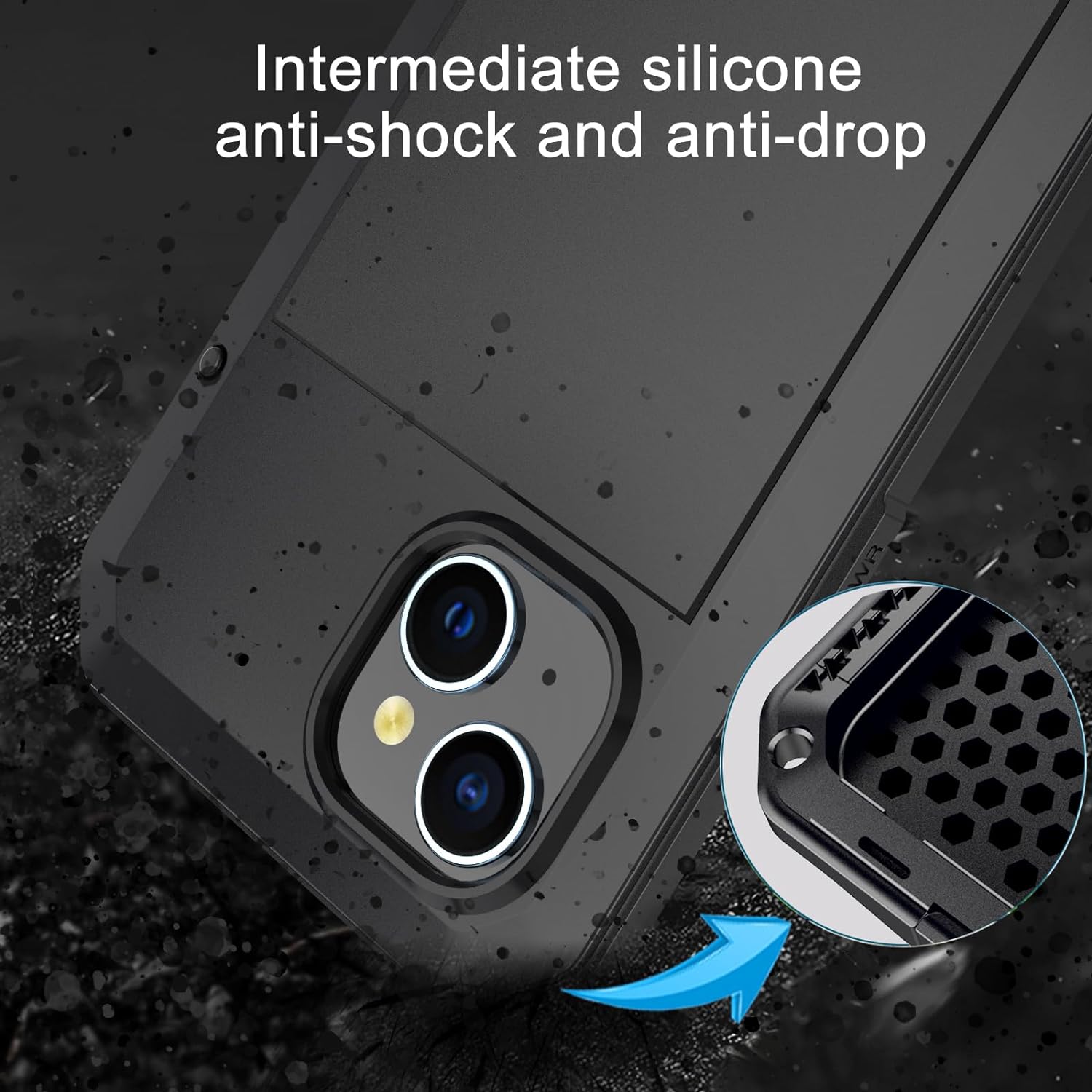 Marrkey Compatible con iPhone 15, funda protectora de cuerpo completo 360, resistente a los golpes, armadura resistente, funda de metal de aleación