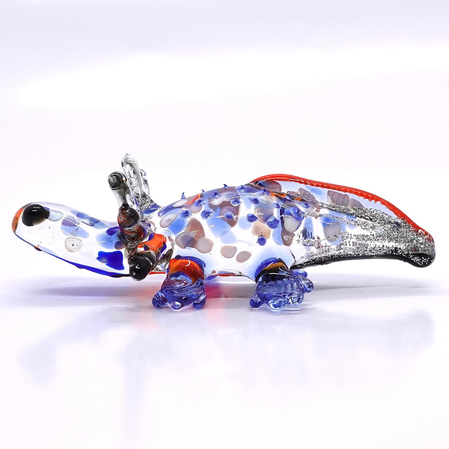 Sansukjai Axolotl – Figuras artísticas en miniatura de vidrio soplado a mano, animales coleccionables, regalo para decoración del hogar (azul