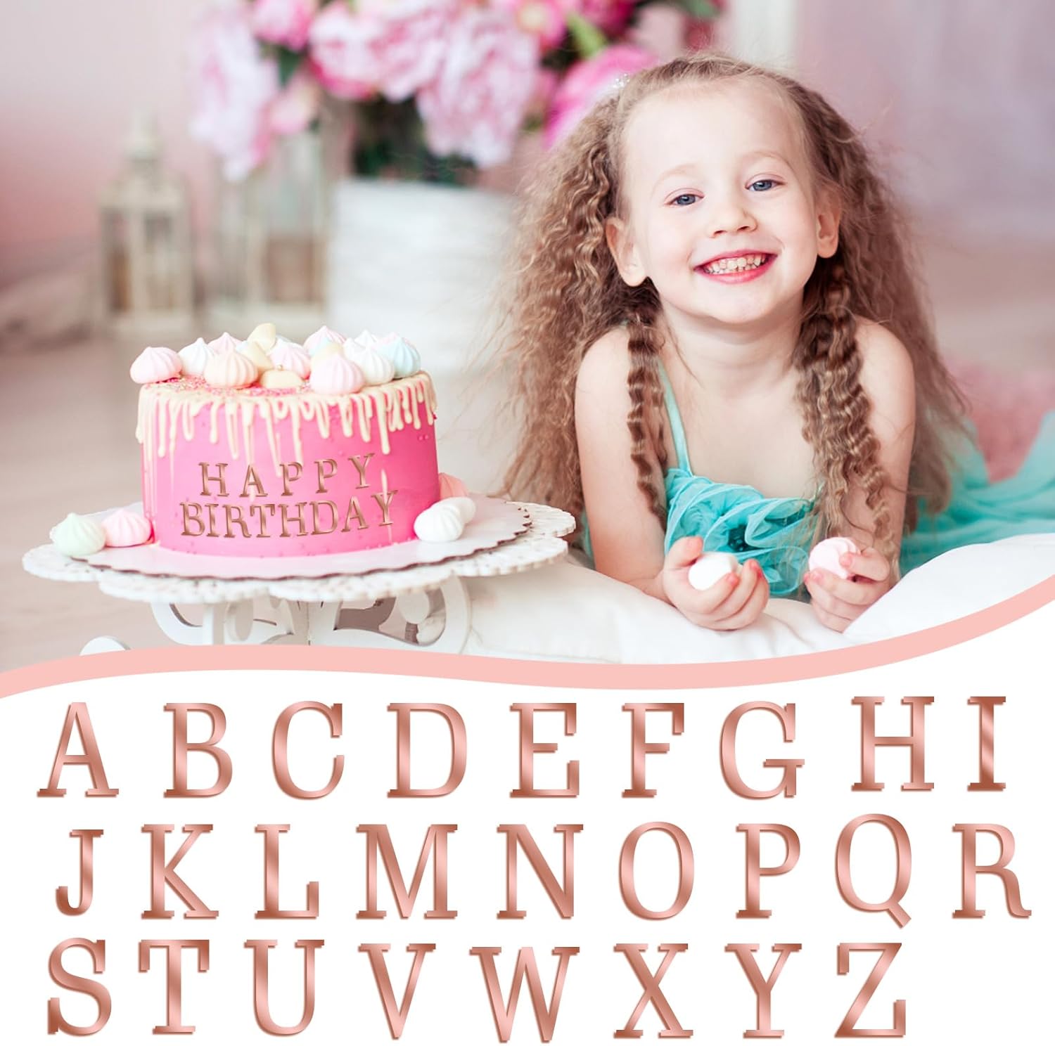 37 piezas de letras acrílicas de oro rosa, letras acrílicas del alfabeto con números A-Z y 0-9 para decoración de cupcakes, letras personalizadas,