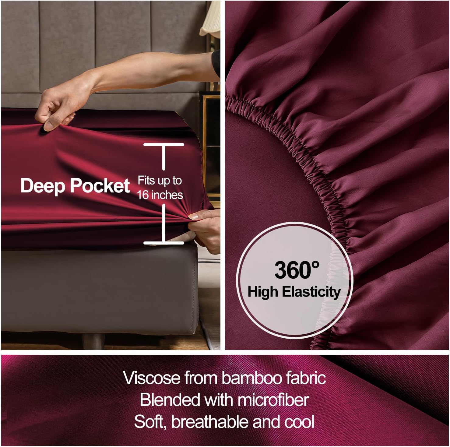 MCO Bedding Twin Bed Sheets Set – Rayon Derived from Bamboo Sheets – Cooling Breathable Bedding Set with 16″ Deep Pocket Design (4 Pieces, Twin,