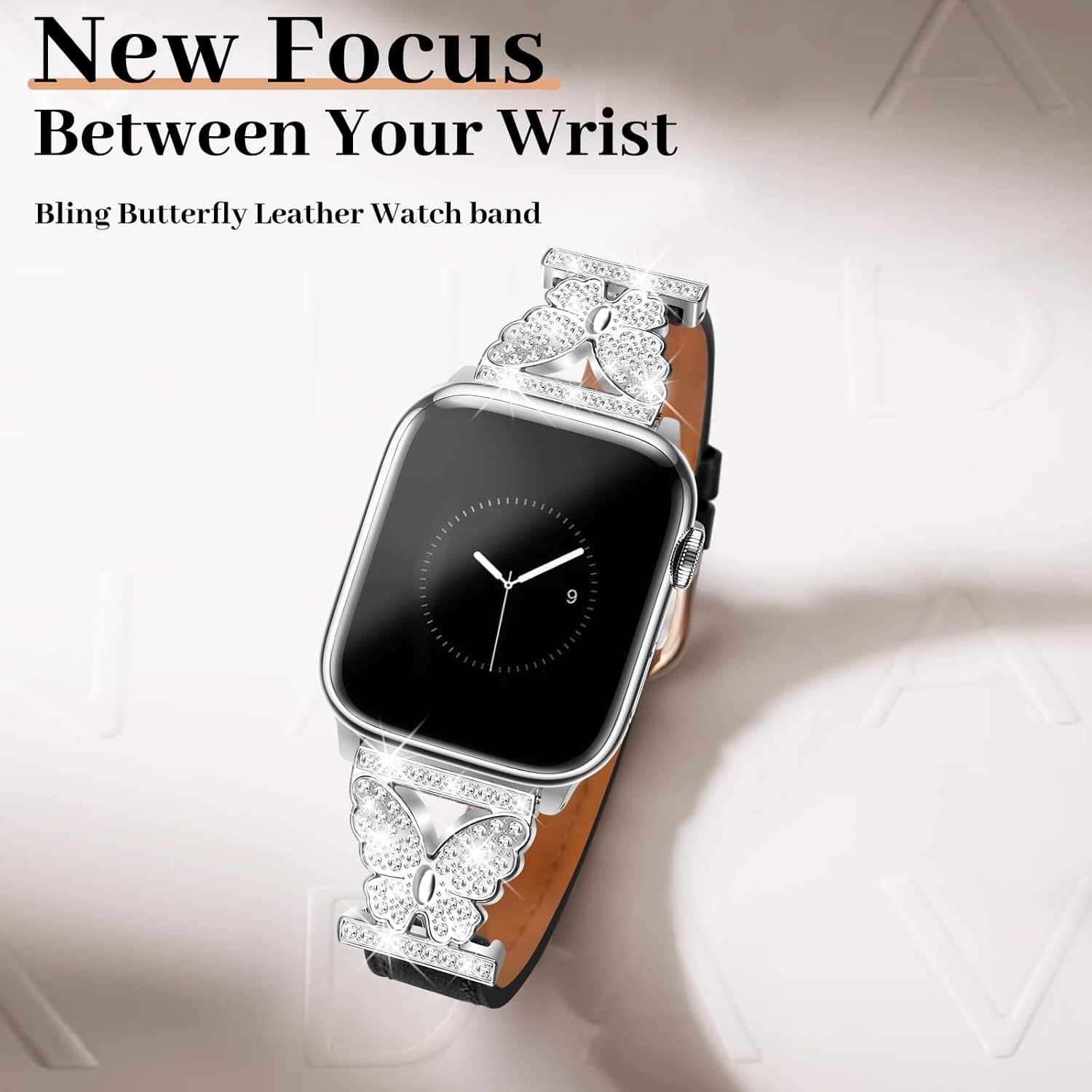 JR.DM Correas de reloj de cuero para mujer, compatibles con Apple Watch de 1.496 pulgadas, 1.575 pulgadas, 1.614 pulgadas, con conector de mariposa