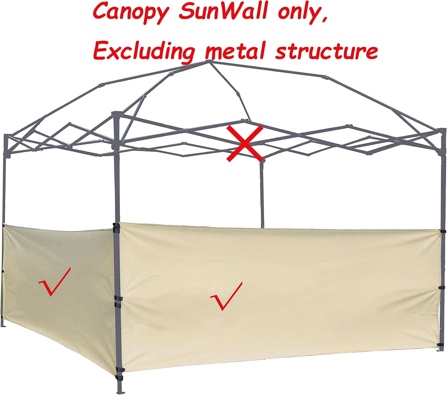 Dos medias paredes, 2 paneles de pared lateral para toldo emergente, carpa de 10 x 10 pies, 10 x 15 pies, 10 x 20 pies, pierna vertical de 10 x 20