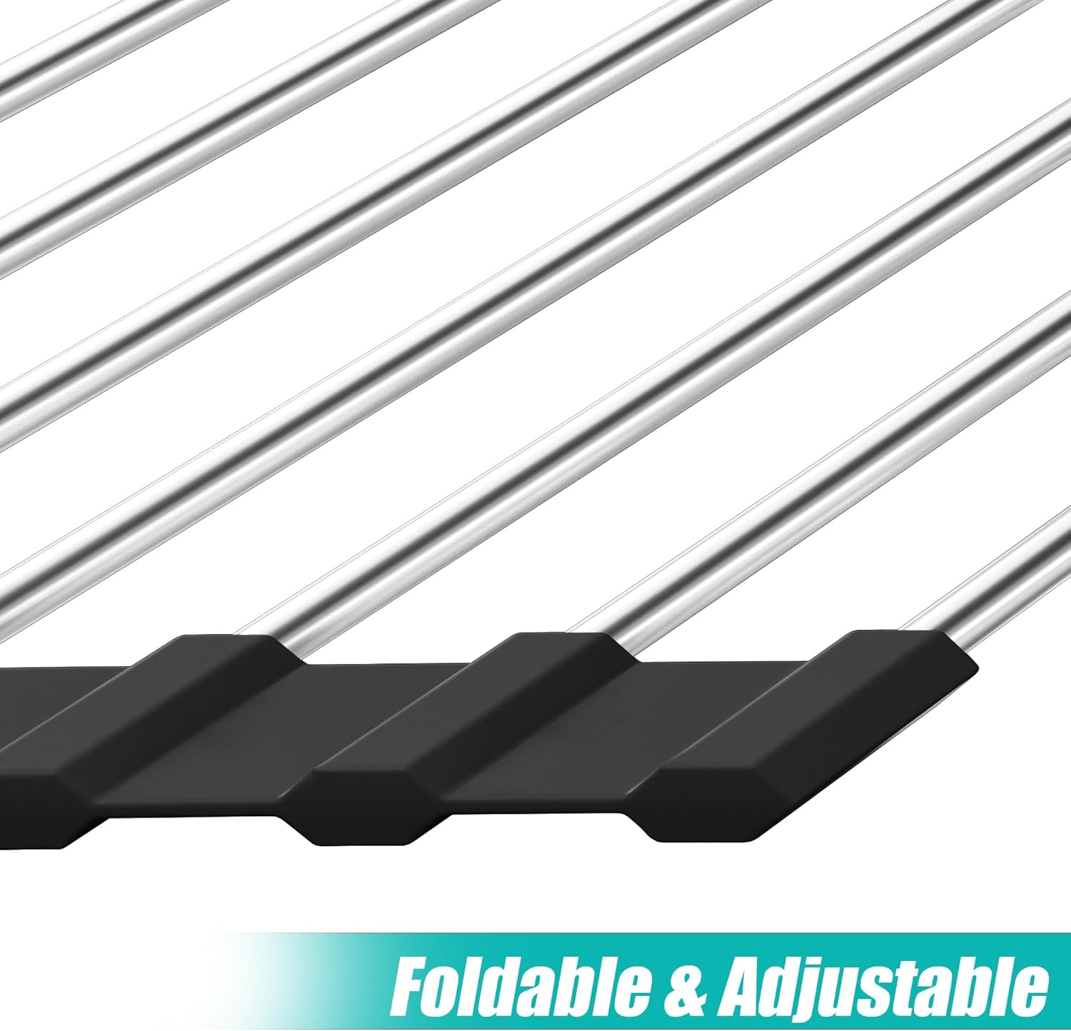 Yeepoo Escurridor de platos enrollable triangular, organizador compacto y plegable de acero inoxidable sobre el fregadero, ahorro de espacio para