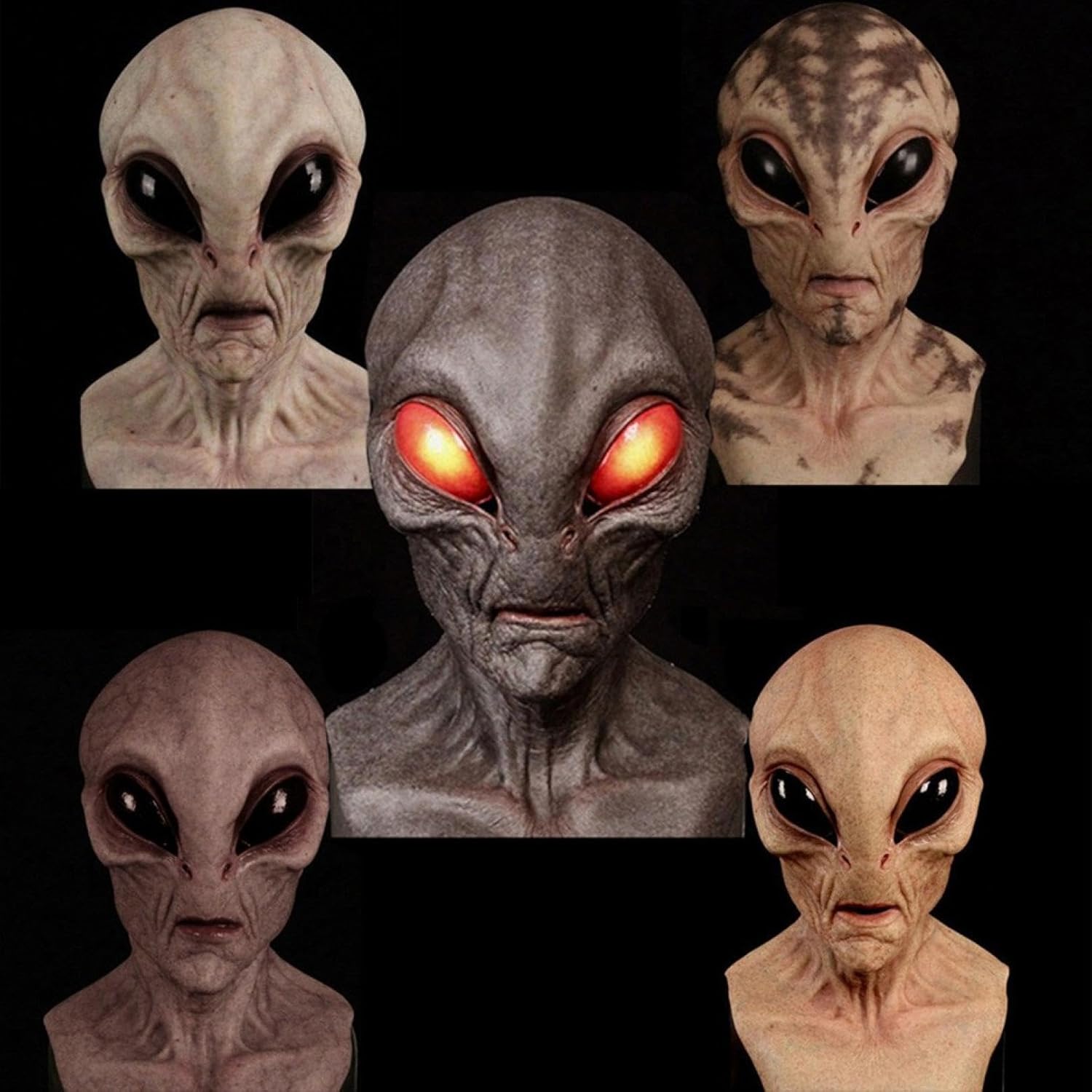 Máscara de alienígena de Halloween, máscara de simulación de alienígena aterradora, decoración de baile de graduación de