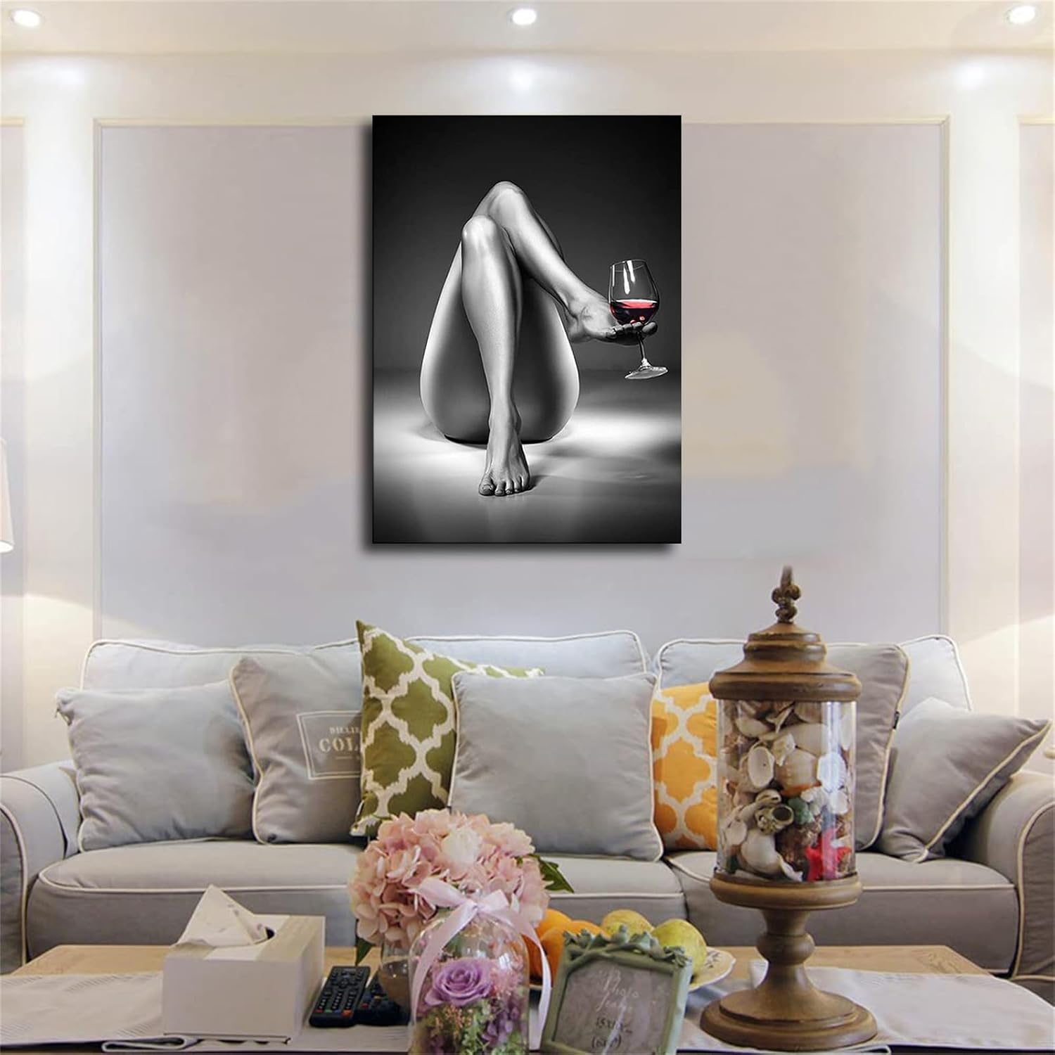 Lienzo decorativo para pared, pintura de copa de vino de mujer, color blanco y negro, fotos de hermosas niñas, pósteres abstractos modernos,