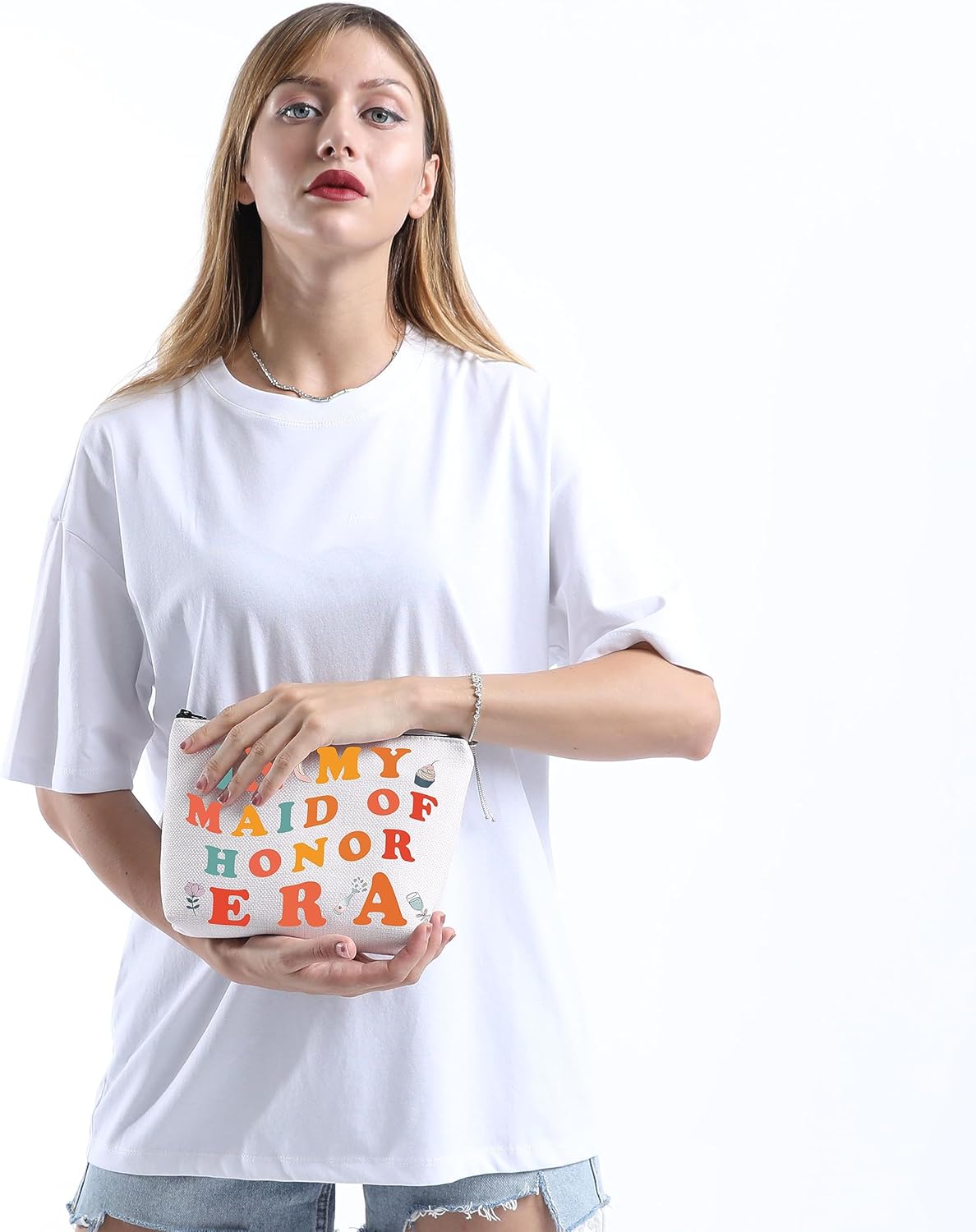 Regalos de dama de honor, bolsa de cosméticos, regalo de dama de honor, regalo de dama de honor, regalo de agradecimiento, bolsillo con cremallera,
