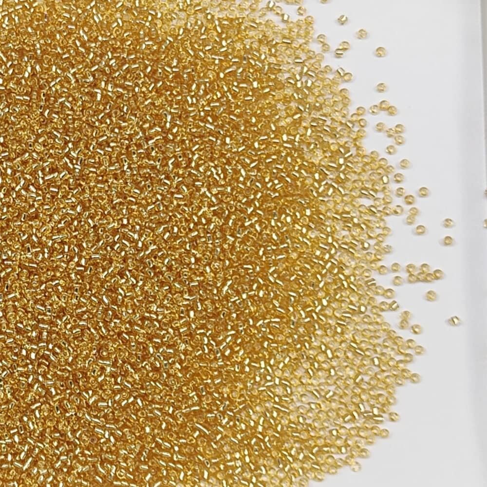 Cuentas de semillas de oro transparentes de 0.079 pulgadas para hacer joyas, 3.88 oz, alrededor de 9800 unidades, cuentas de vidrio 120 para hacer