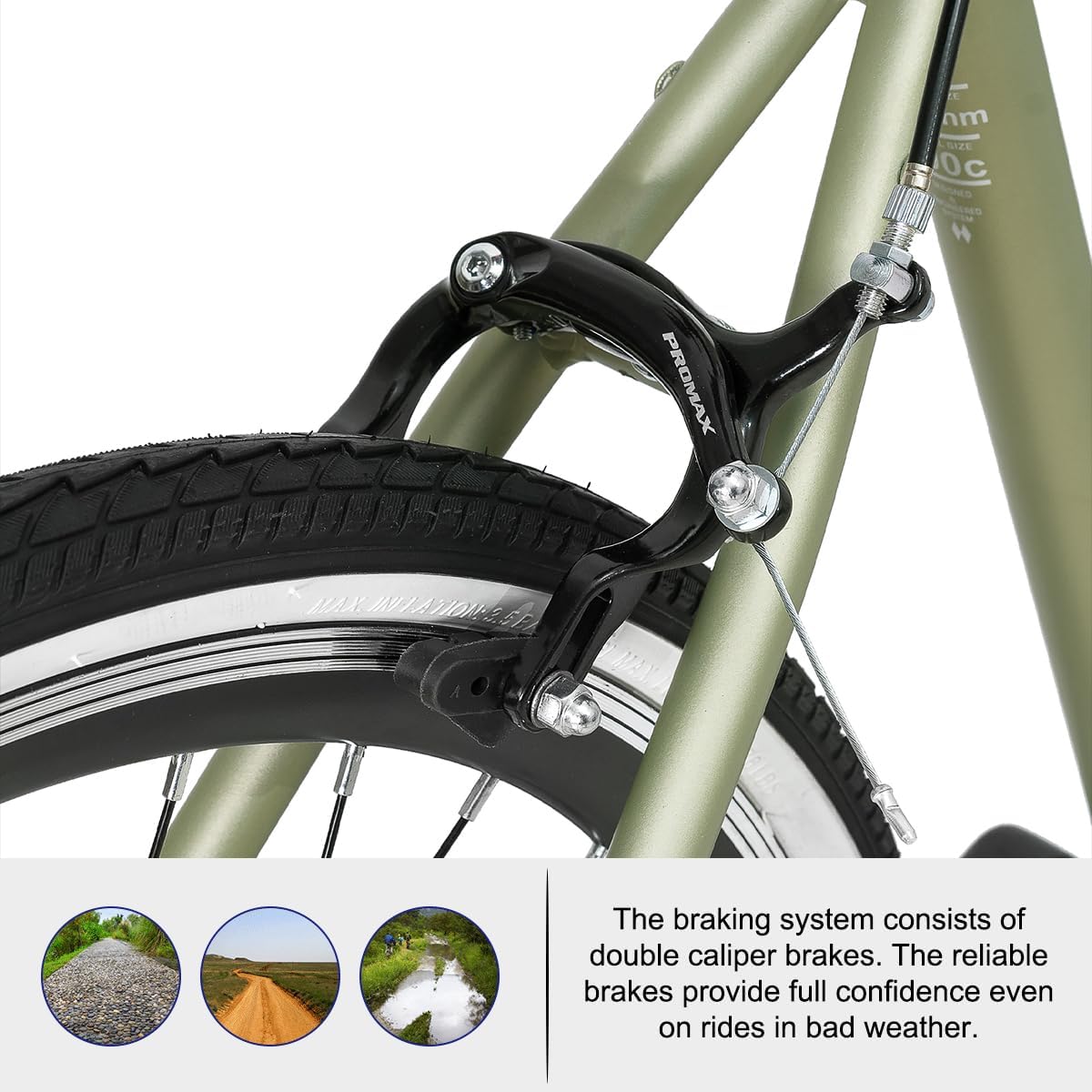 Hiland – Bicicleta híbrida para hombre y mujer, marco de paso o paso a través, ruedas 700C, bicicleta urbana Shimano Drivetrain de 7 velocidades