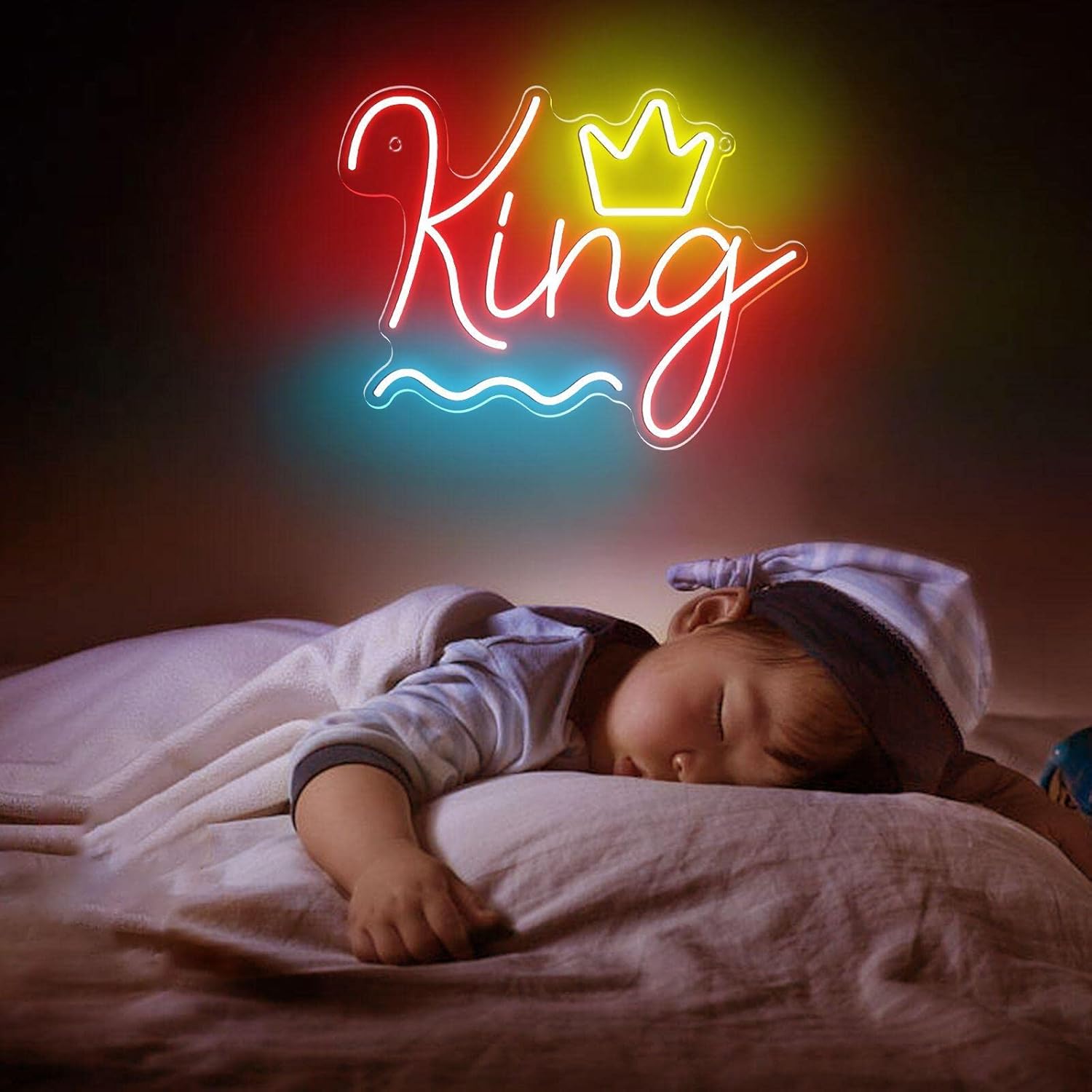 Letreros de neón King para decoración de pared, luces LED grandes con interruptor, letreros de neón para decoración del hogar, decoración