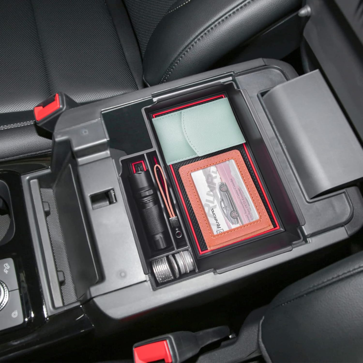 Bandeja organizadora de consola central compatible con Ford Explorer 2025 2024 2023 2022 2021 2020, bandeja para reposabrazos ABS, divisores de
