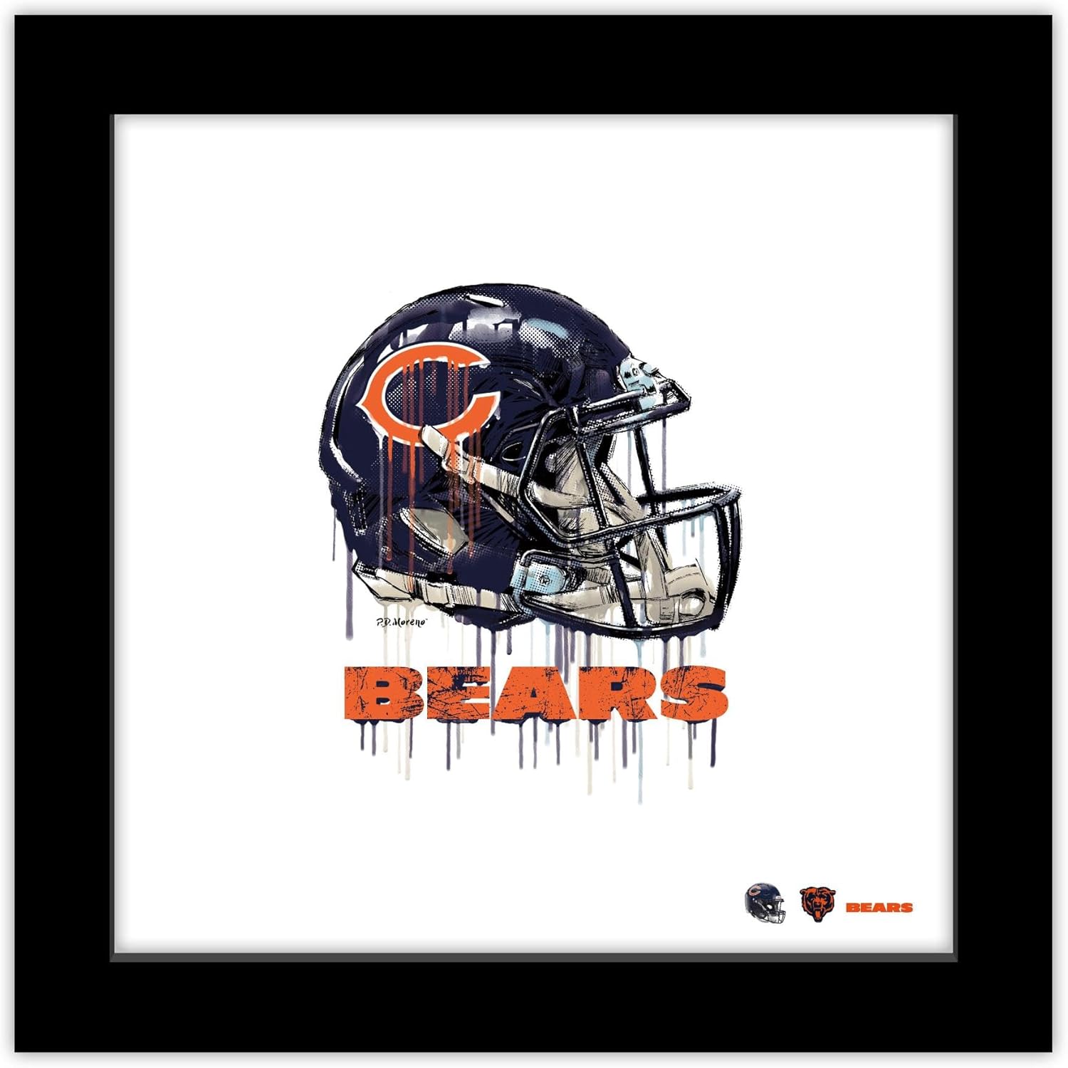 Trends International Gallery Pops NFL Chicago Bears – Póster de pared con casco de goteo, 12.00 x 12.00 pulgadas, versión del marco negro