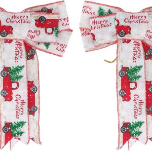 2 lazos para decoración de árbol de Navidad, decoración de flor para árbol de Navidad, hecha a mano para familia, boda, fiesta de cumpleaños, 2 lazos para decoración de árbol de Navidad, decoración de flor para árbol de Navidad, hecha a mano para familia, boda, fiesta de cumpleaños,