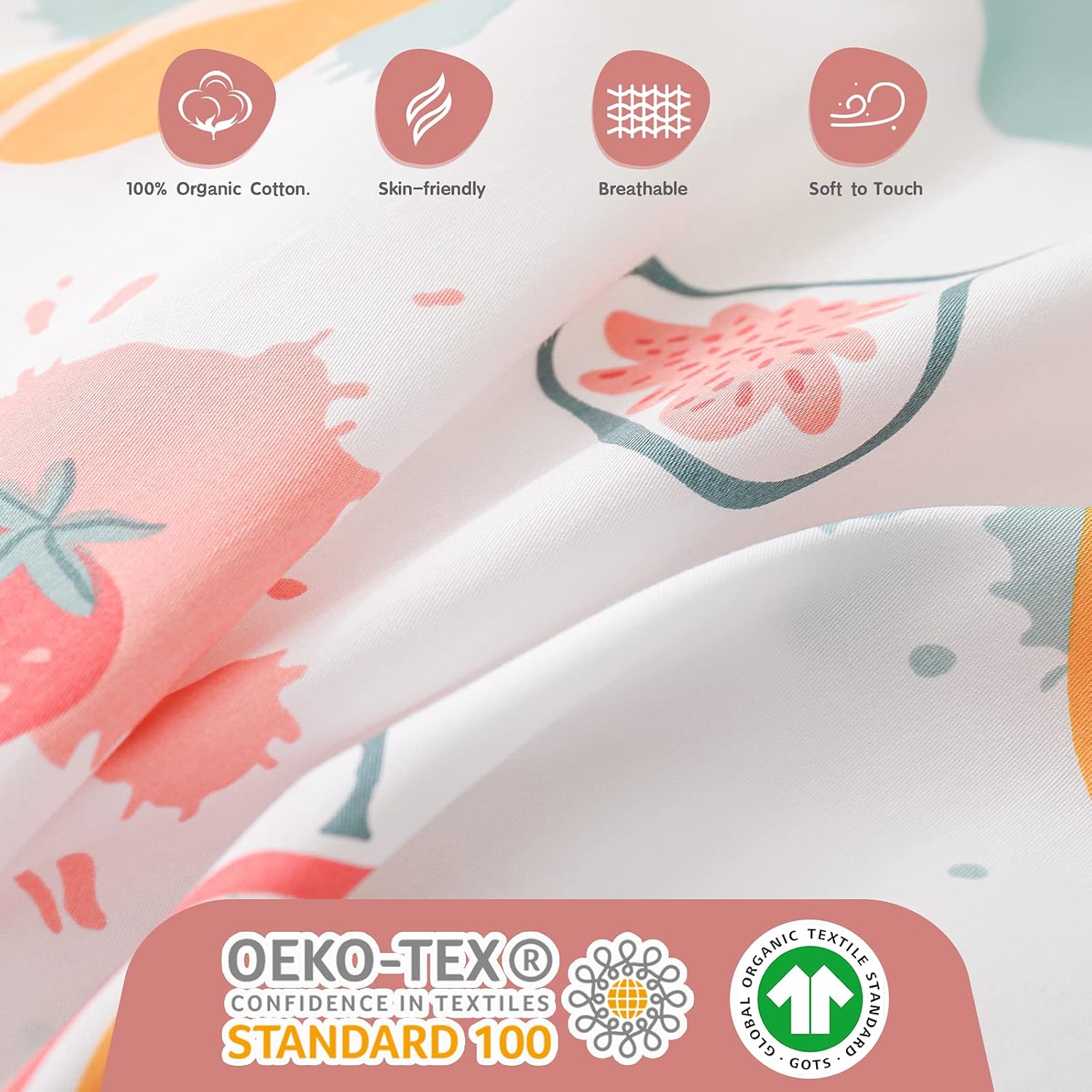 Simple&Opulence Funda de edredón 100% algodón orgánico para niños y adolescentes, funda de edredón suave de 3 piezas con cierre de cremallera, juego