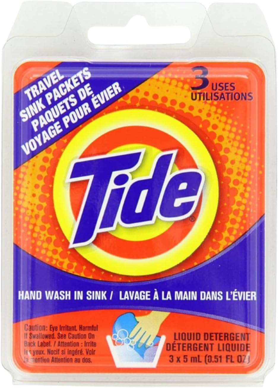 AMCIENT Tide Sink – Paquete de 3 paquetes de viaje (3 unidades cada uno) con bolsa de aseo colgante, kit de artículos esenciales de viaje 10 en 1,