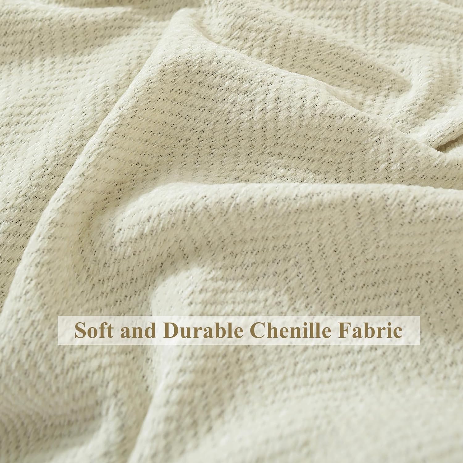 EAVD Fundas de sofá beige para sofá seccional en forma de L, fundas de sofá de felpilla gruesa para sofá de 2 cojines, funda de sofá bohemia con