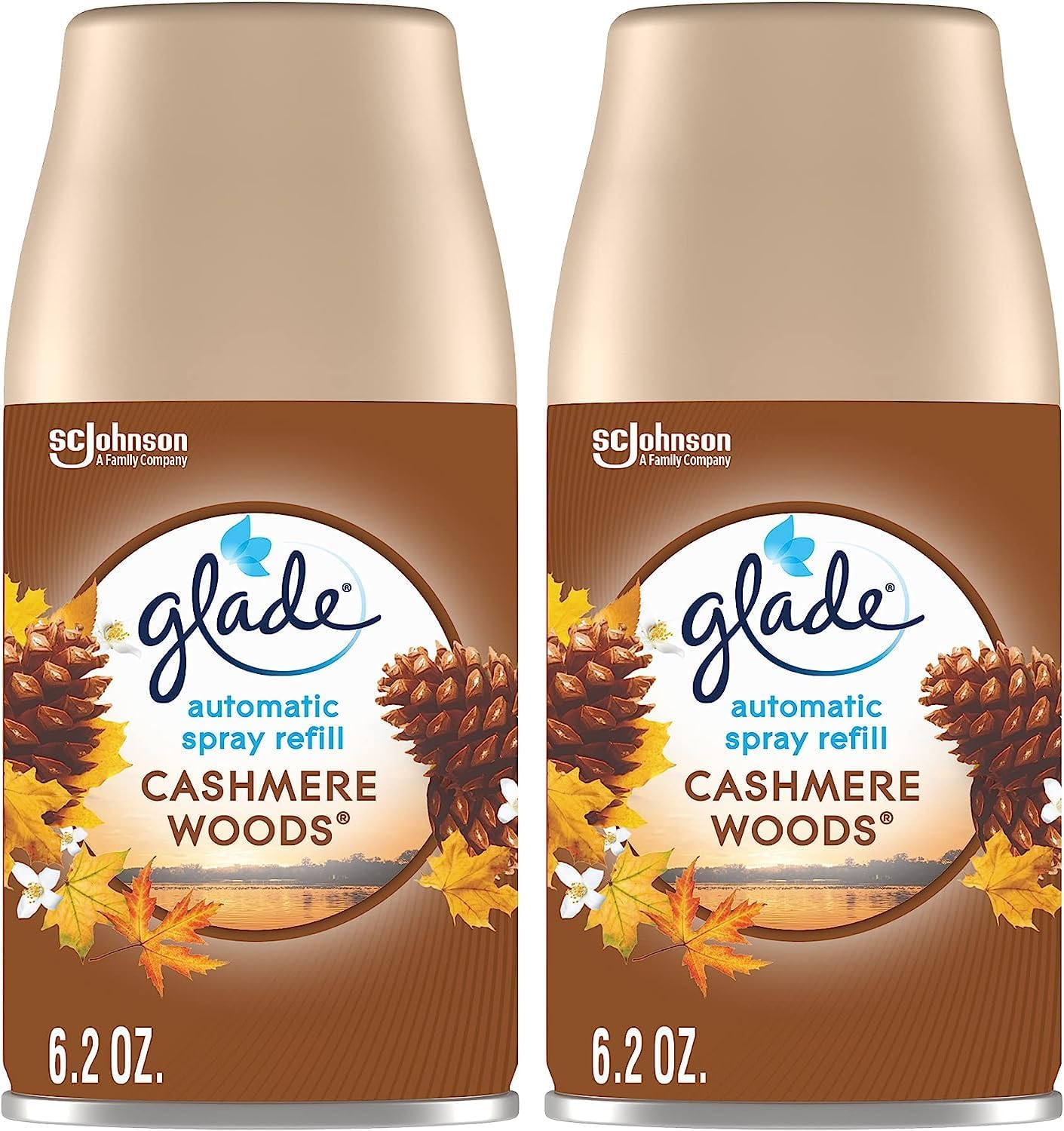 Recambio automático de ambientador en aerosol, ambientador perfumado para el hogar y el baño, 6.2 onzas, 2 unidades (Cashmere Woods)