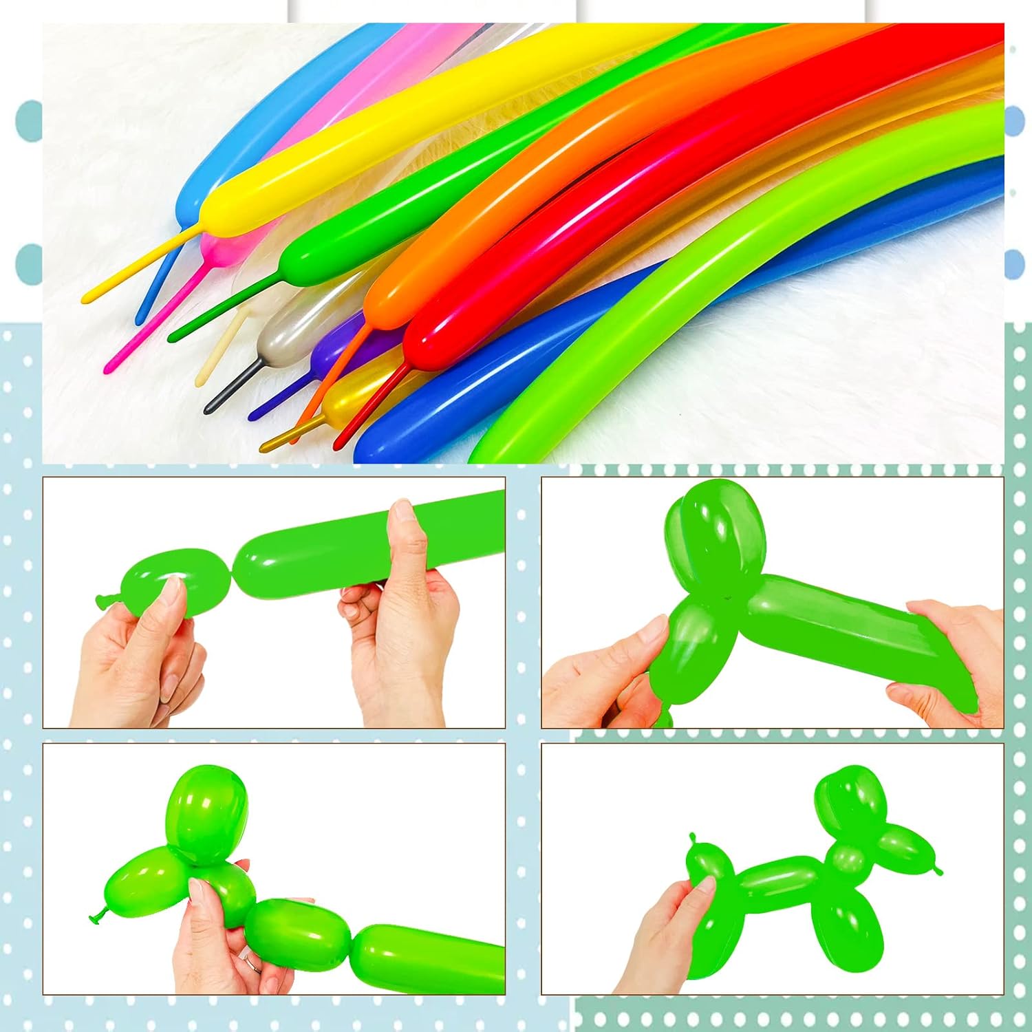 Globos verdes 260 para torcer globos de animales, globos verdes largos y delgados para modelar, kit de globos mágicos verdes para bodas, cumpleaños,
