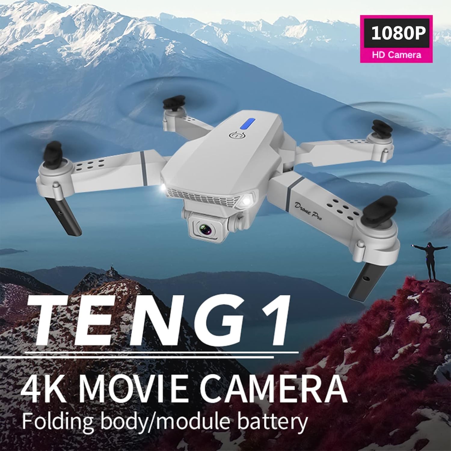 1080P HD Dual Camera FPV Mini Aerial Photography Drone, Foldable WiFi Quadcopter RC Drones, Rolling 360 Headless Mode 3-Level Flight Speed, Remote