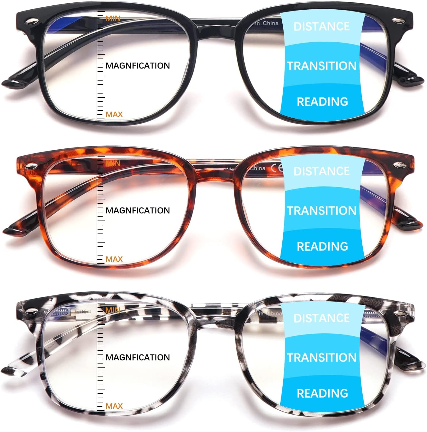 Gafas de lectura progresivas multifocales antiluz azul para mujeres y hombres, marco de anteojos de moda