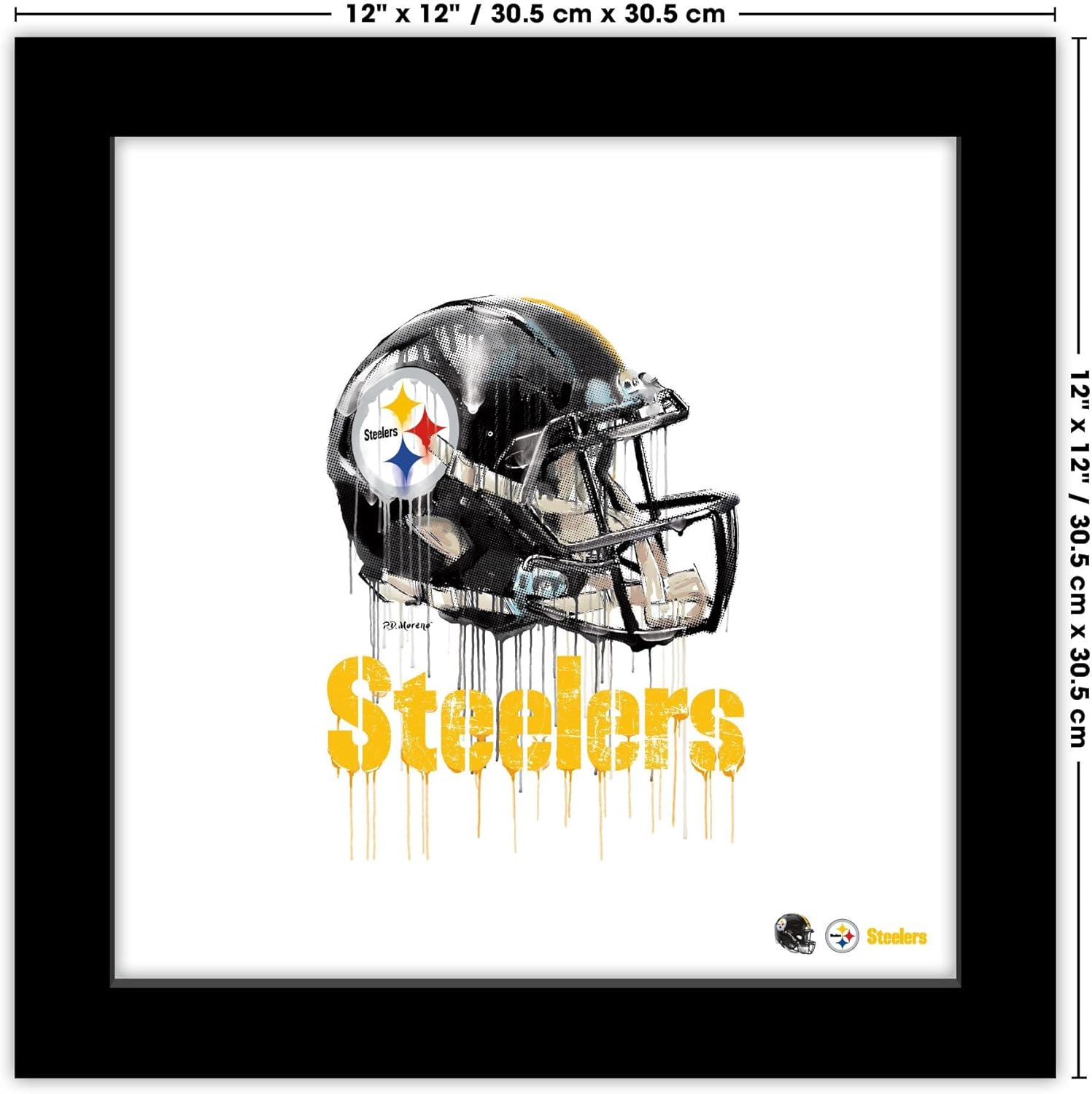 Trends International Gallery Pops NFL Pittsburgh Steelers – Póster de pared con casco de goteo, 12.00 x 12.00 pulgadas, versión del marco negro