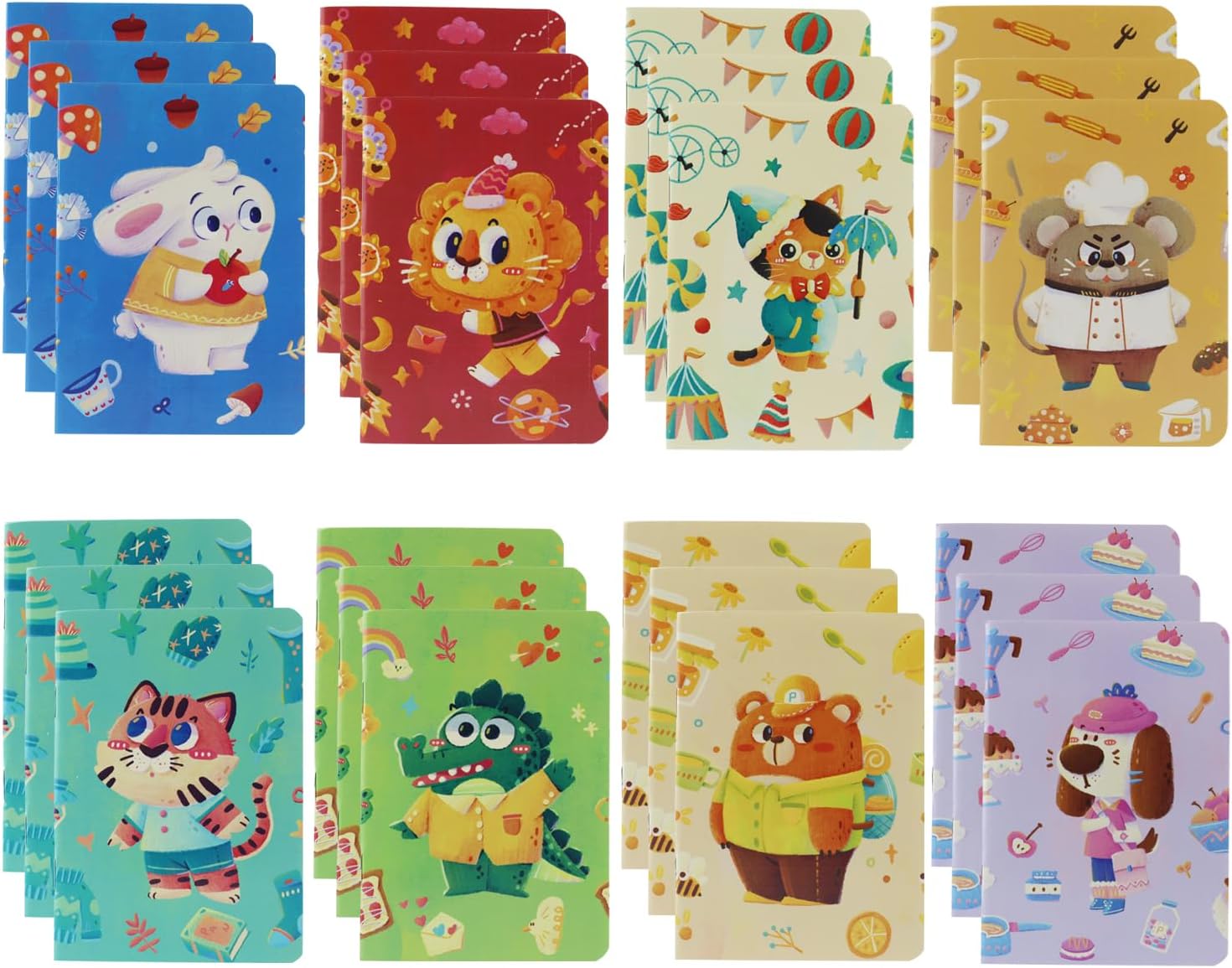 24 mini cuadernos, bloc de notas de bolsillo de 3.5 x 5 pulgadas, diario pequeño para escuela, oficina, hogar, suministros de regalo de viaje