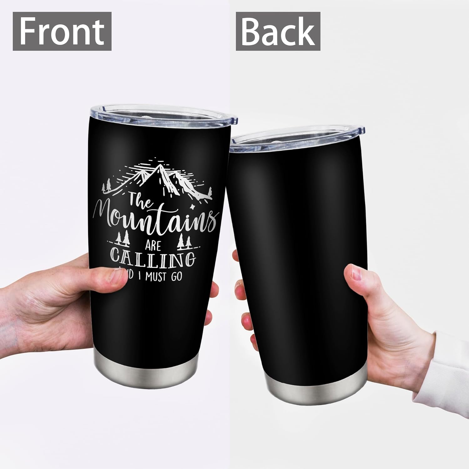 El mejor regalo para los amantes del aire libre, The Mountains Are Calling, vaso de 20 onzas, regalos para entusiastas del aire libre, taza de café