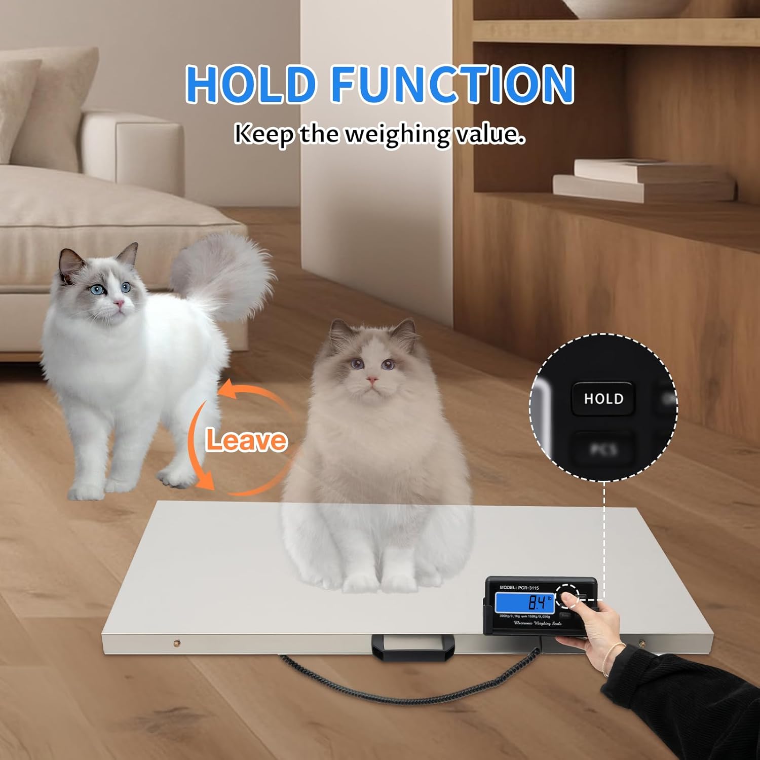Kathring Báscula veterinaria, 660 libras, gran plataforma portátil de acero inoxidable, báscula digital de suelo de ganado, envío postal de animales