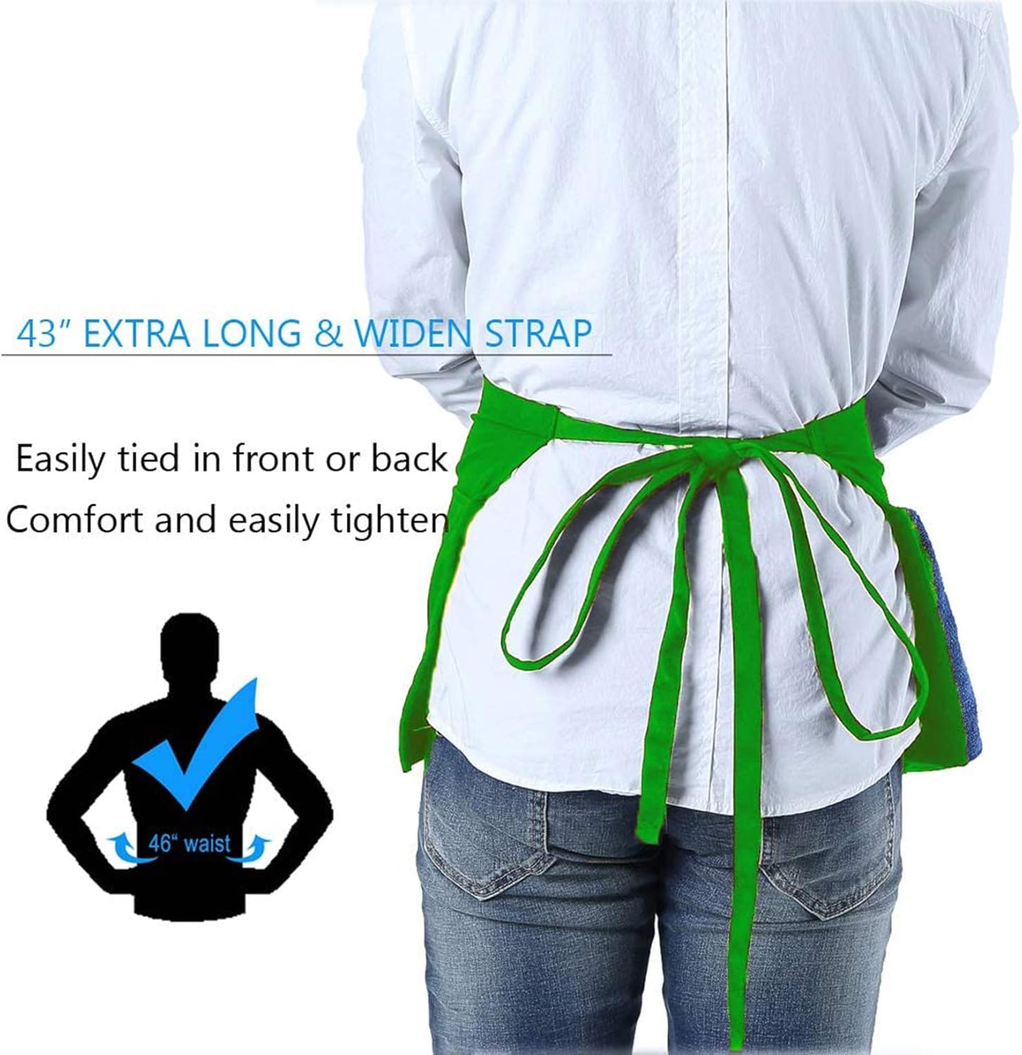 BOHARERS – Delantal ajustable para hombre y mujer, color negro