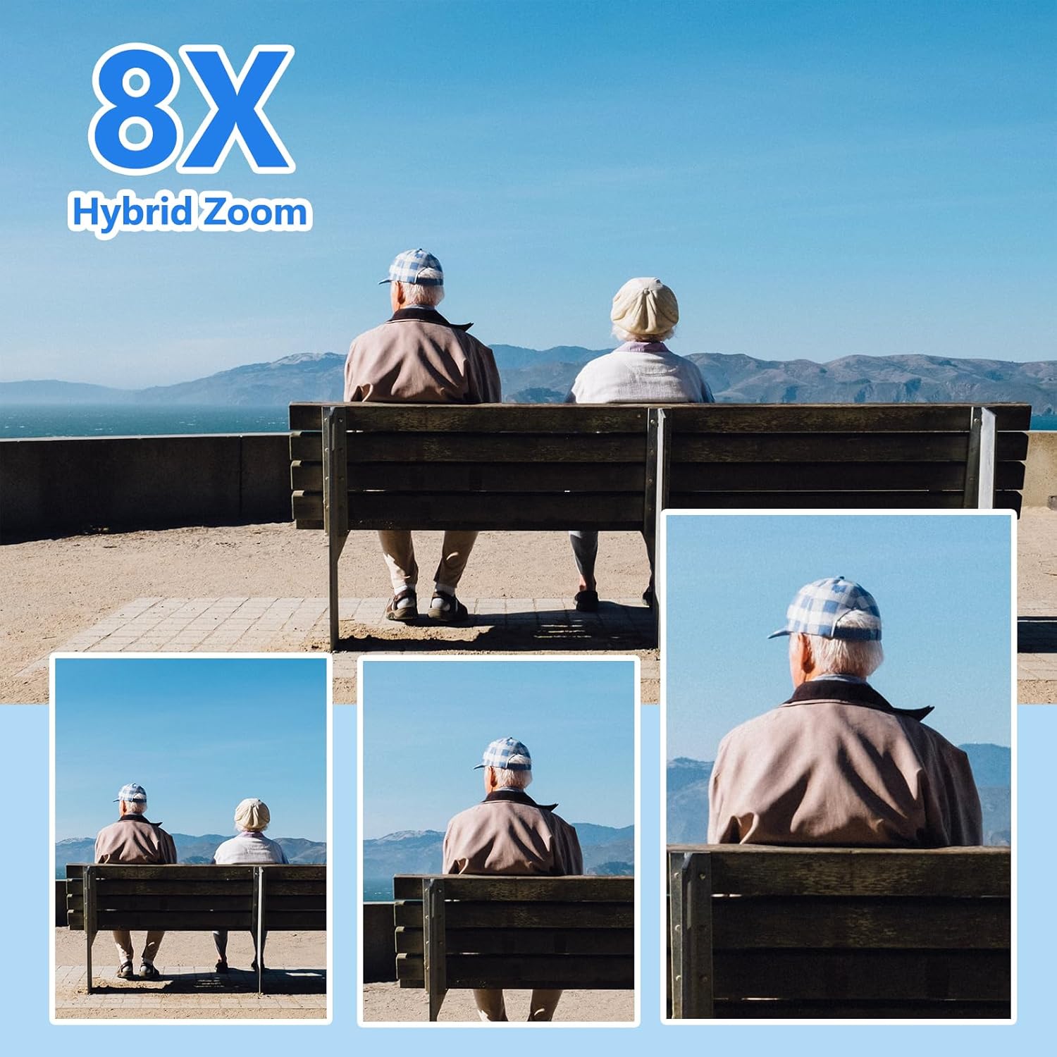 Zoom 8X Cámaras de seguridad 4K 5Dbi inalámbricas para exteriores, cámara de seguridad solar alimentada por baterías, cámara WiFi PTZ de 360 con