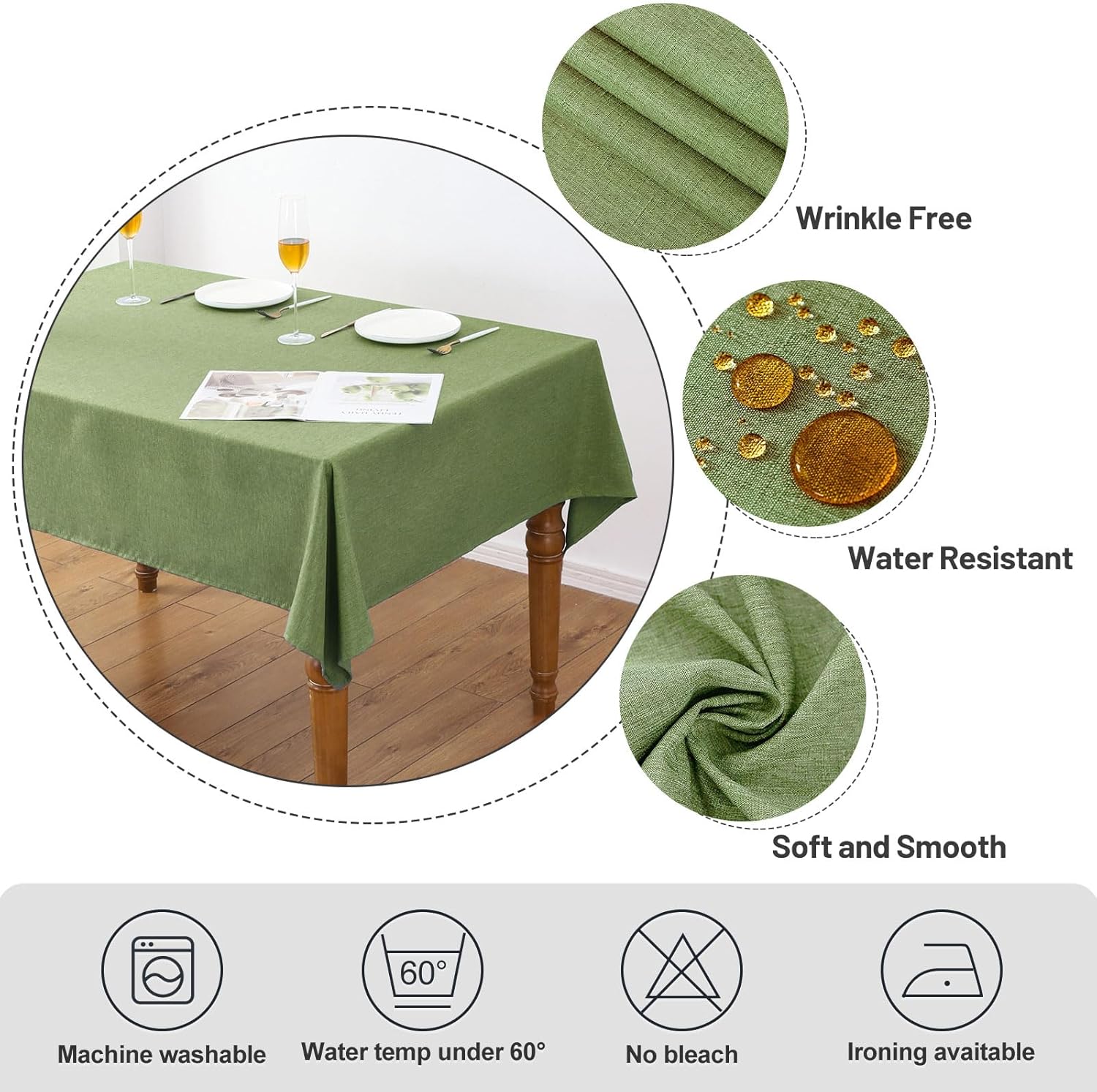 IOFRYION Mantel rectangular de tela texturizada de 52 x 70 pulgadas, mantel impermeable de otoño, mantel de poliéster sin arrugas, mantel de cocina