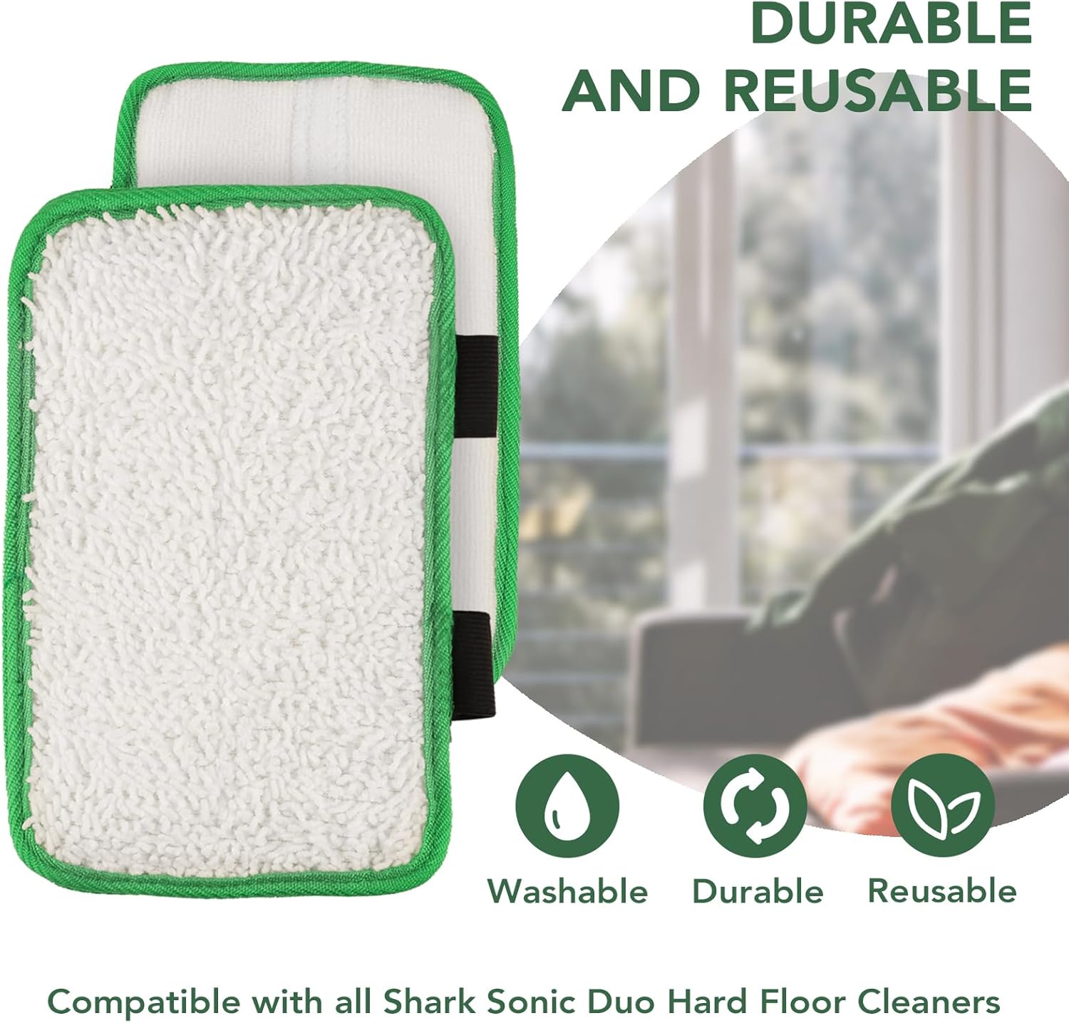 Almohadillas de repuesto compatibles con limpiador de pisos de madera dura Shark Sonic Duo (paquete de 2)