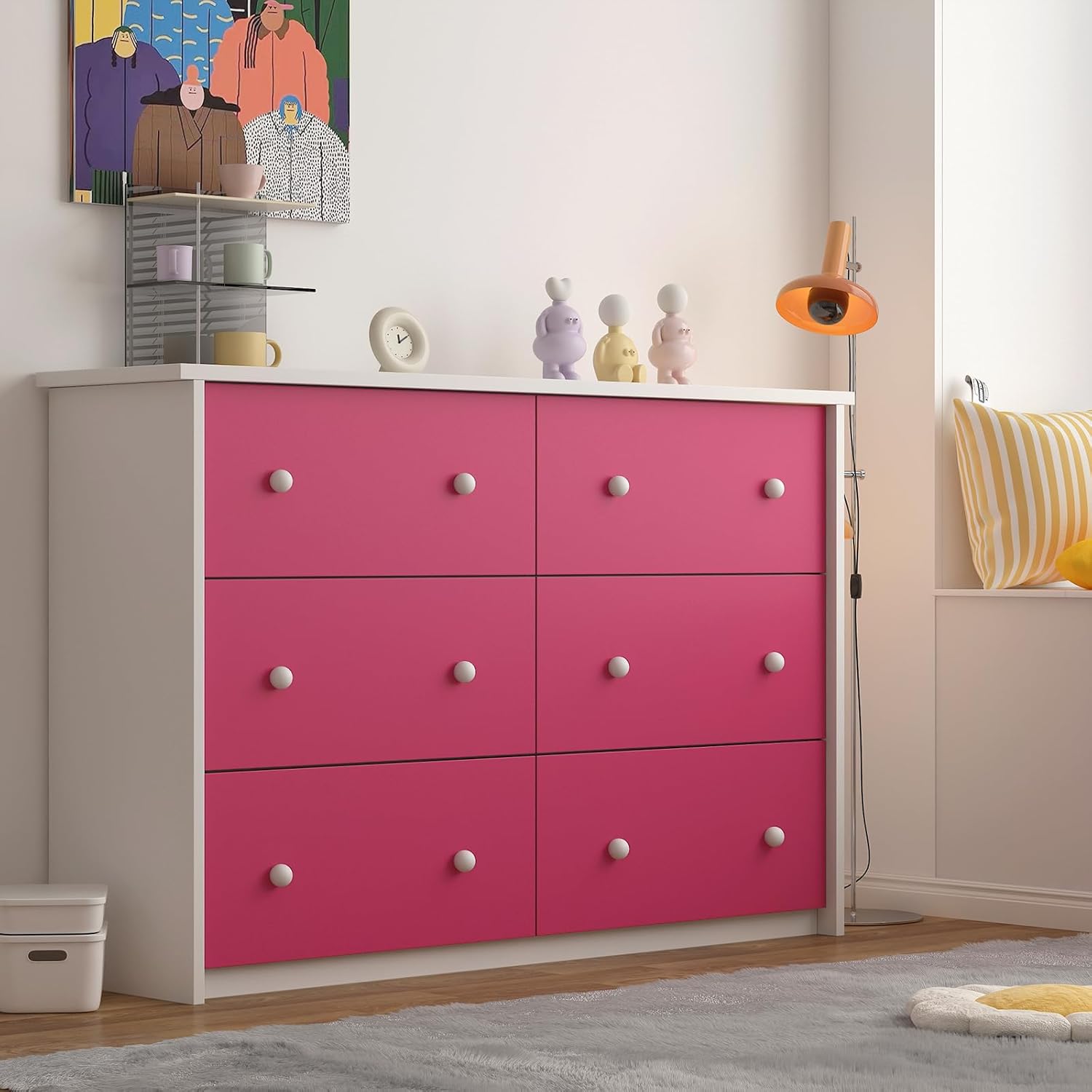 Decotalk Papel tapiz rosa intenso de 200 x 30 pulgadas, para pegar y despegar, papel tapiz rosa para habitación de niñas, papel adhesivo rosa
