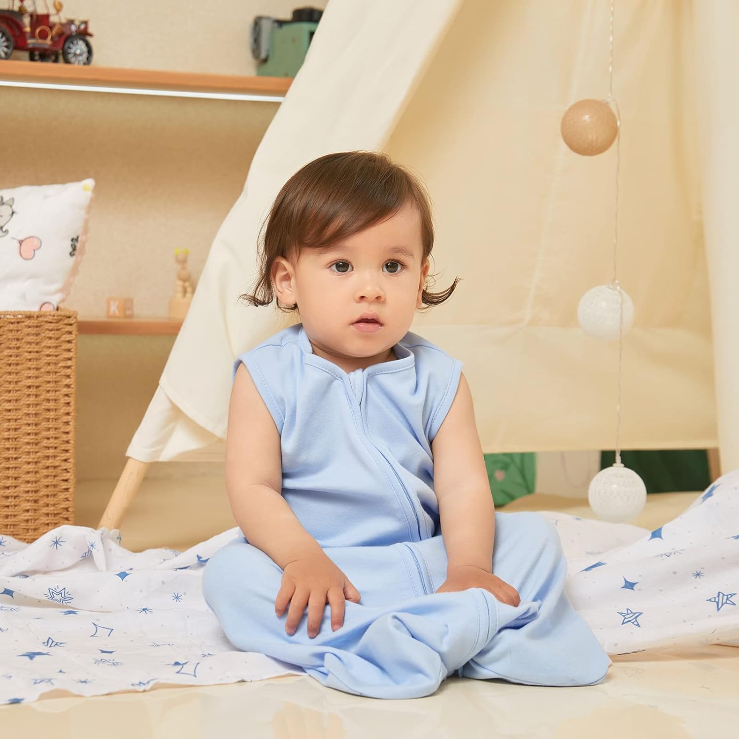 DaysU Saco de dormir de algodón para bebé, saco de dormir para bebé con cremallera bidireccional, manta para bebés recién nacidos, niños y niñas