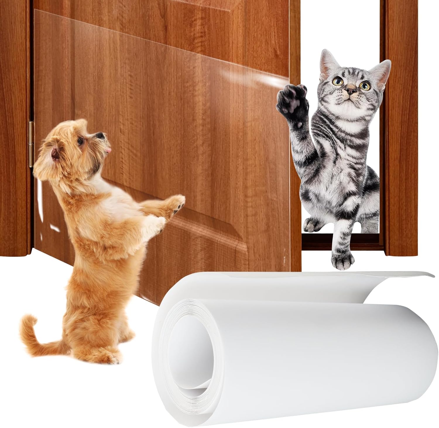 Fumwase Protector de puerta contra arañazos de perros, sin residuos, protector de muebles de gato, protector de muebles recortable, antiarañazos,