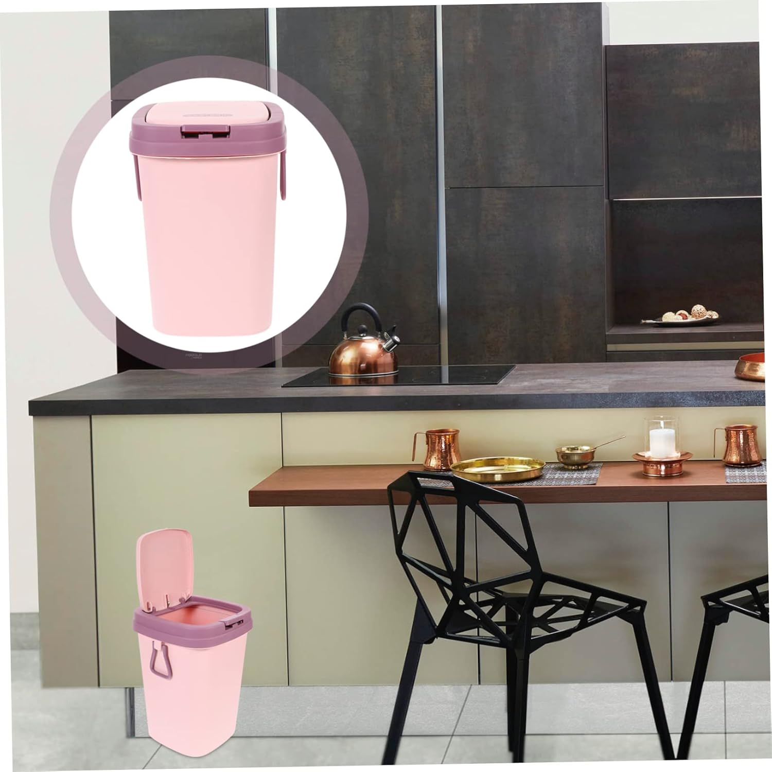 STOBAZA Bote de basura con tapa, papelera con tapa, papelera, cesta de basura, papelera, decoración de escritorio, pedal de basura, contenedor de