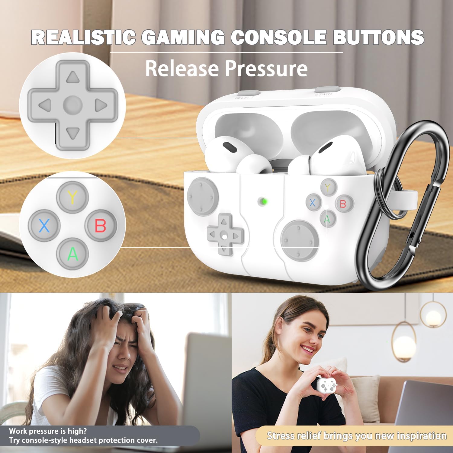 Funda para AirPods Pro de 21 generación con llavero, diseño de jugador de juegos para niños, hombres y mujeres, funda de silicona suave para AirPods