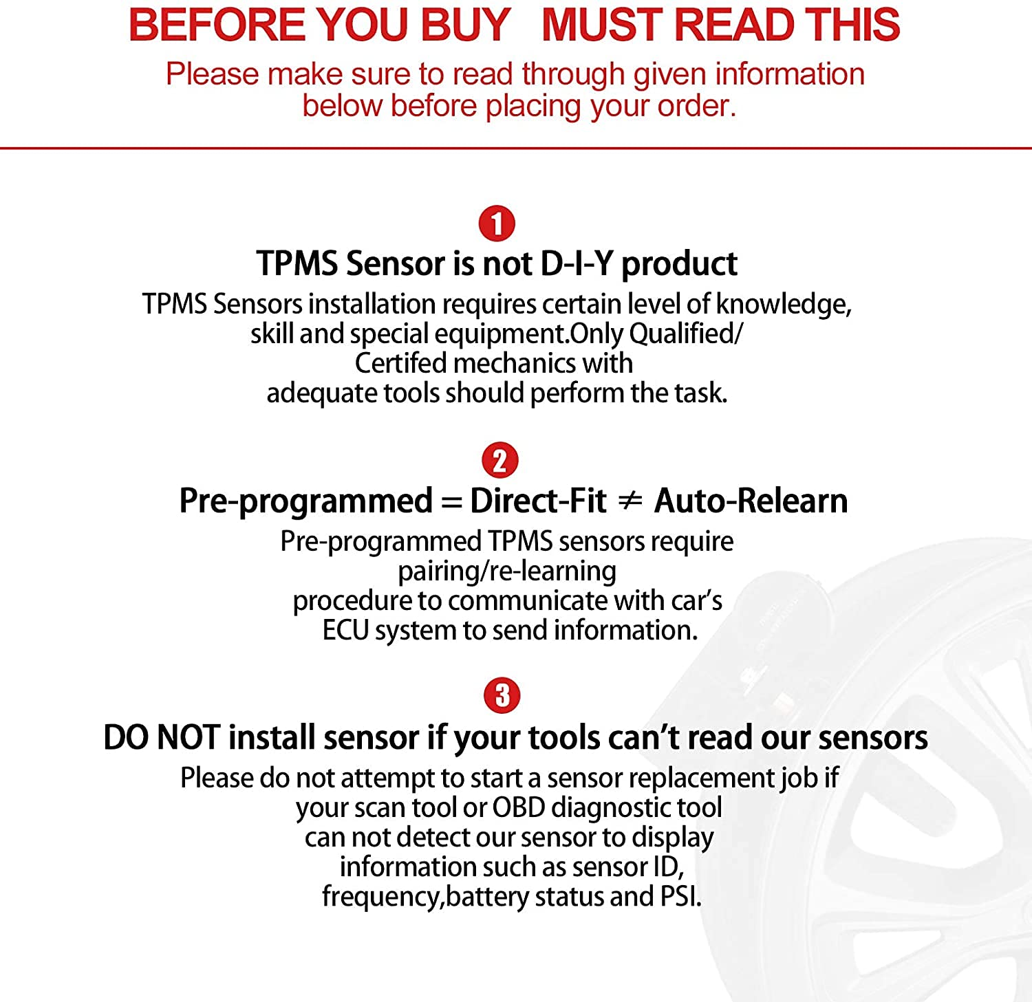 13586335 GM Sensor de presión de neumáticos 315MHZ Sensor TPMS programado con EL-50448 TPMS herramienta de reaprendizaje para Buick Cadillac