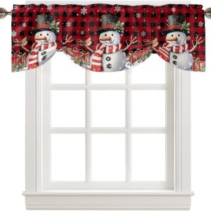 Cenefas de Navidad con diseño de muñeco de nieve para ventanas, muñeco de nieve de Navidad, cardenal, rojo, negro, búfalo, a cuadros, bolsillo para Cenefas de Navidad con diseño de muñeco de nieve para ventanas, muñeco de nieve de Navidad, cardenal, rojo, negro, búfalo, a cuadros, bolsillo para