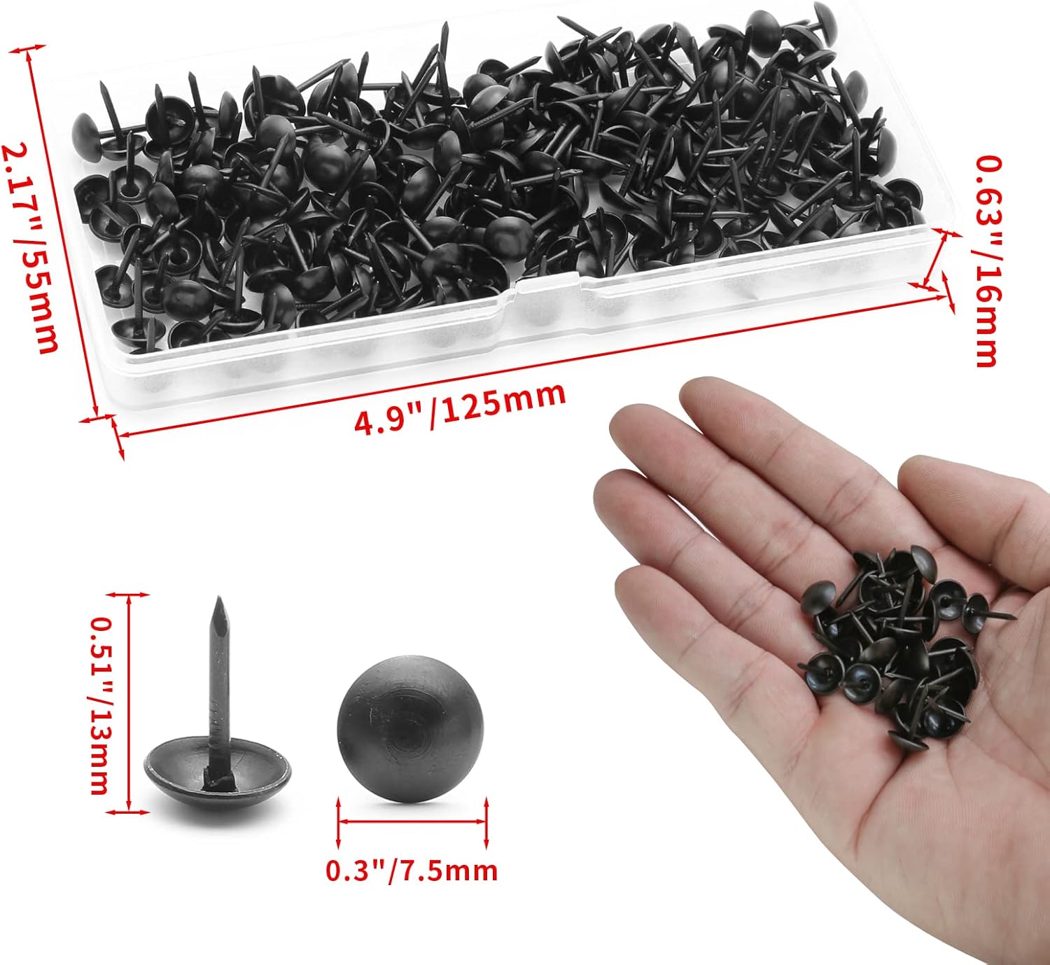 200 tachuelas decorativas de metal para el pulgar, tachuelas vintage de 27 x 12 pulgadas, tachuelas de tapicería resistentes para sofá, muebles,