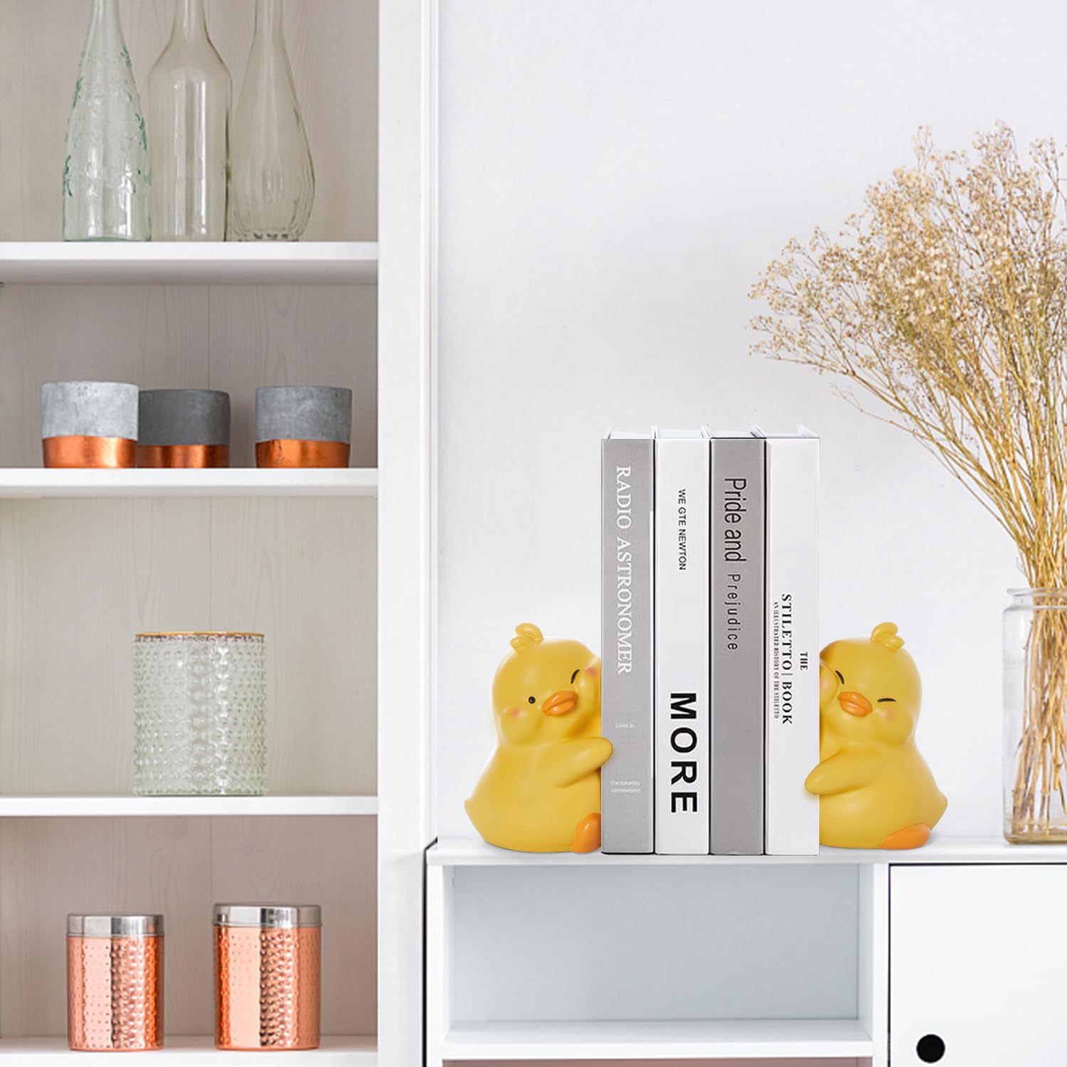 Adorables sujetalibros decorativos para niños, soportes únicos para libros de pato, decoración para escritorio de oficina en casa