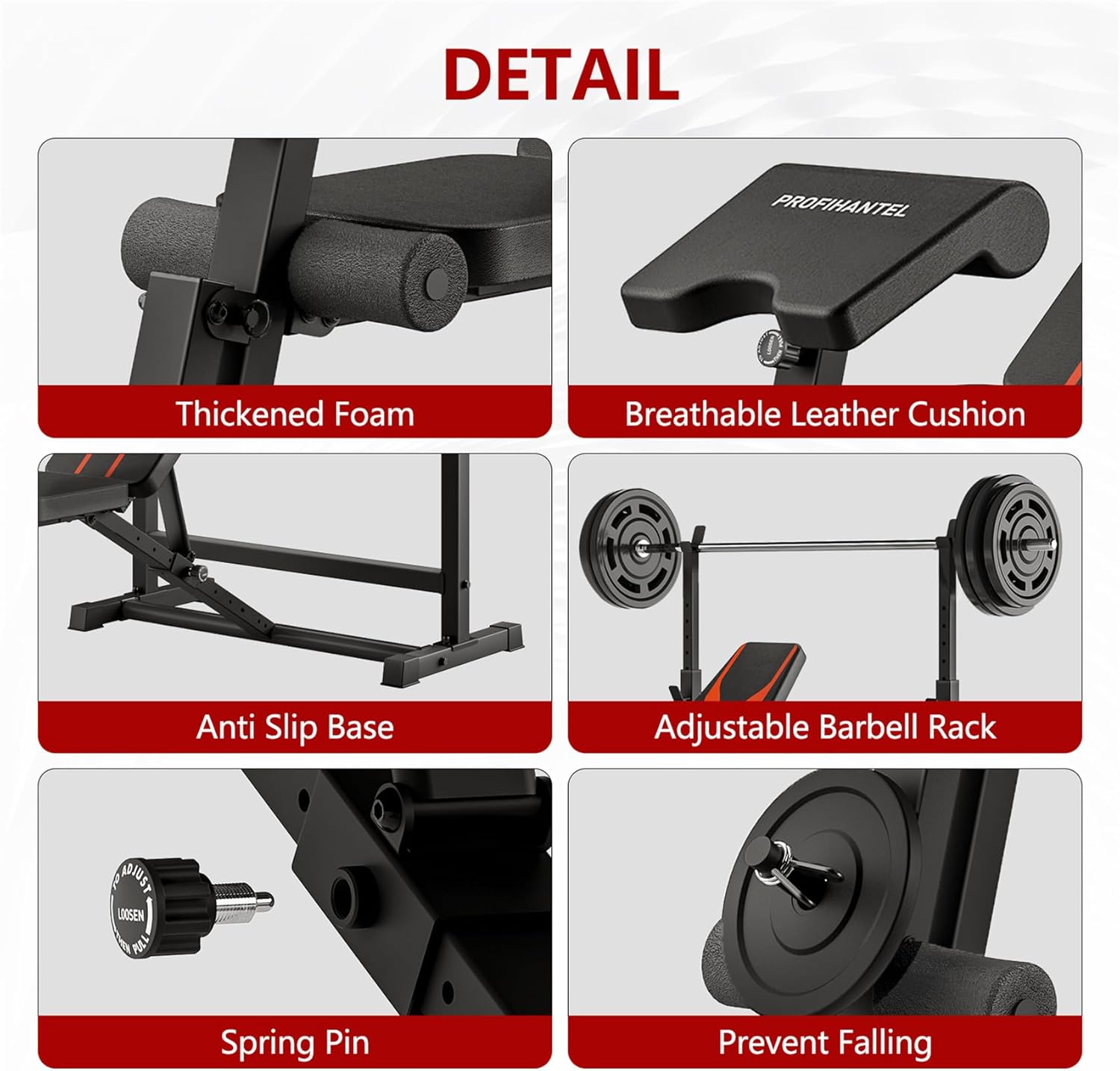 Adjustable Weight Bench, Bench Press Rack with Squat Rack, Leg Exercises Preacher Curl Rack for Home Gym Full Body Workout
