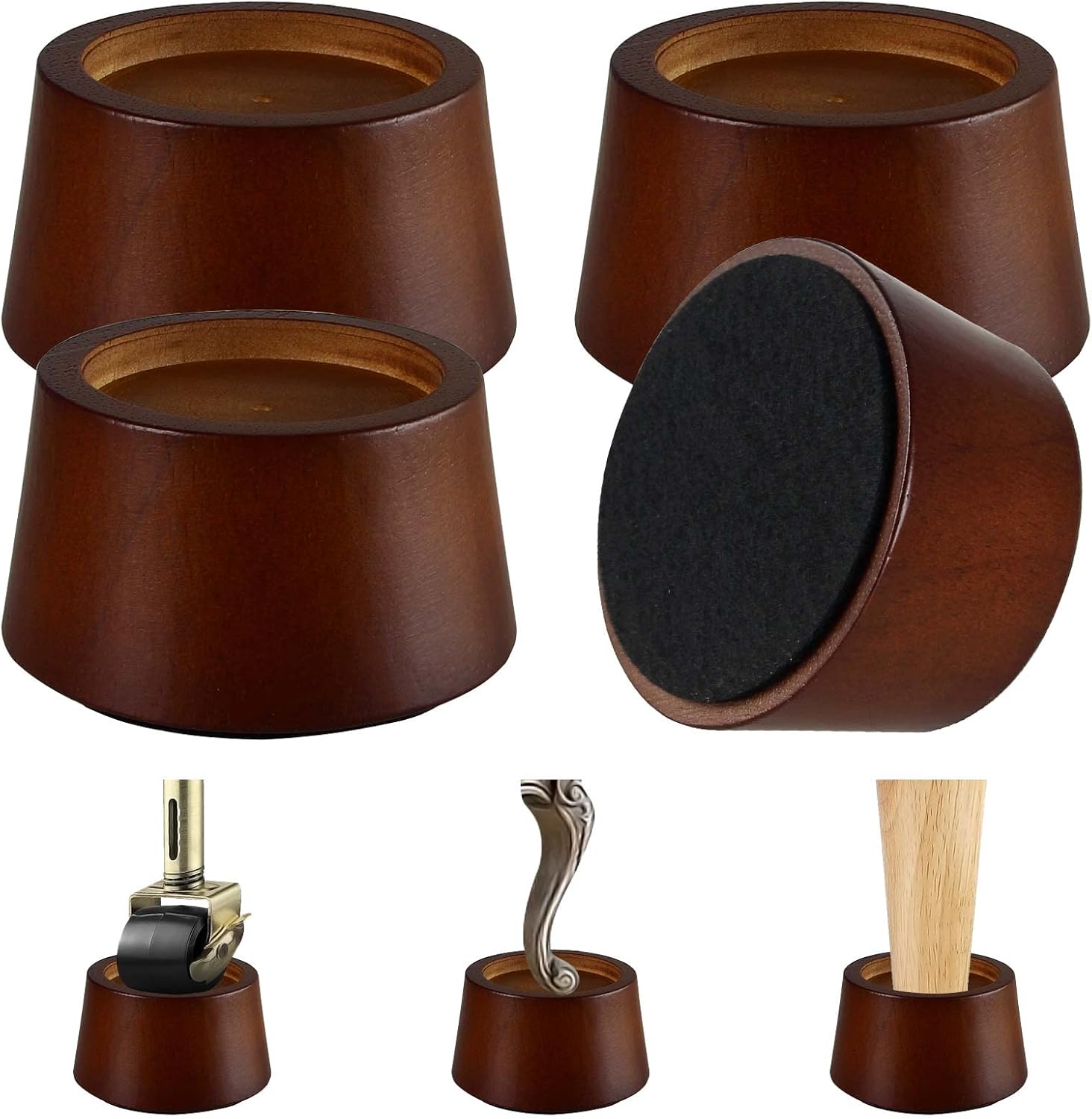 Elevadores de cama para muebles, circulares de madera de 2 pulgadas, extensores de altura para muebles, elevadores de altura para sofá, escritorio,