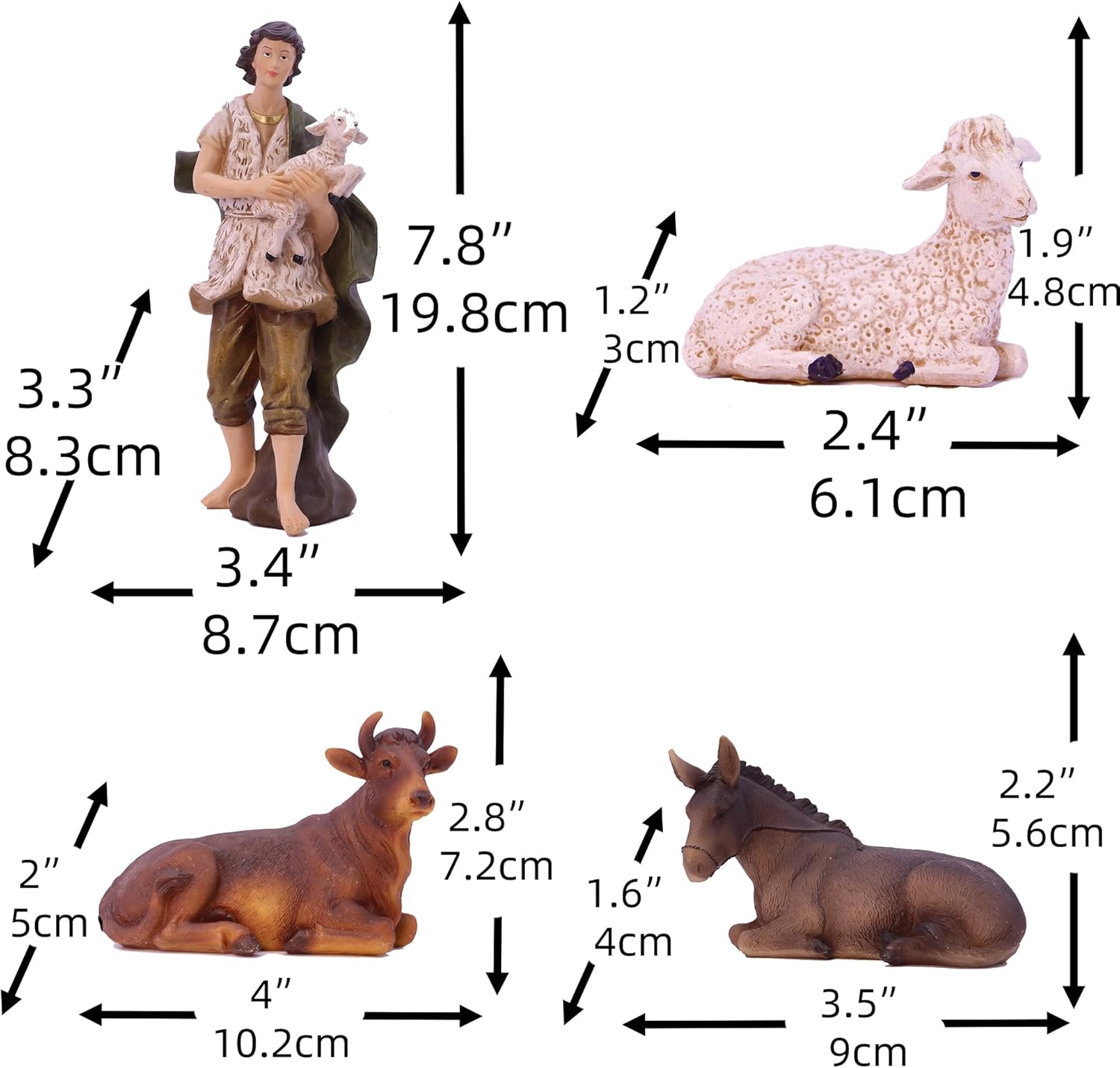 Zayton Nativity Set de Navidad para interiores, 11 piezas de 8 pulgadas, estatua de escena de Jesús, pesebre, adorno para cuna, regalo de Navidad,