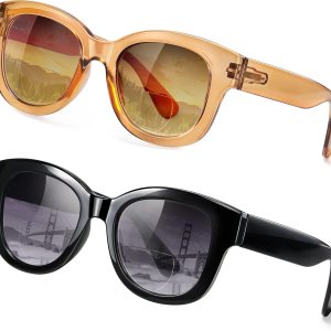 EYEGUARD Paquete de 2 lentes de sol bifocales de lectura para mujer, protección UV400, bisagra de resorte, diseño vintage EYEGUARD Paquete de 2 lentes de sol bifocales de lectura para mujer, protección UV400, bisagra de resorte, diseño vintage