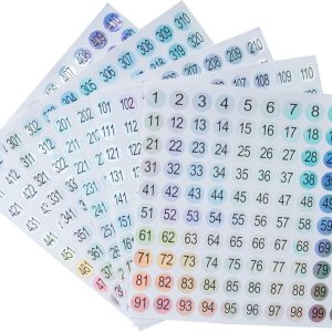 Ruwado 10 hojas de calcomanías de números del 1 al 100 unidades, autoadhesivas de 0.39 pulgadas, pequeñas etiquetas láser reflectantes impermeables Ruwado 10 hojas de calcomanías de números del 1 al 100 unidades, autoadhesivas de 0.39 pulgadas, pequeñas etiquetas láser reflectantes impermeables