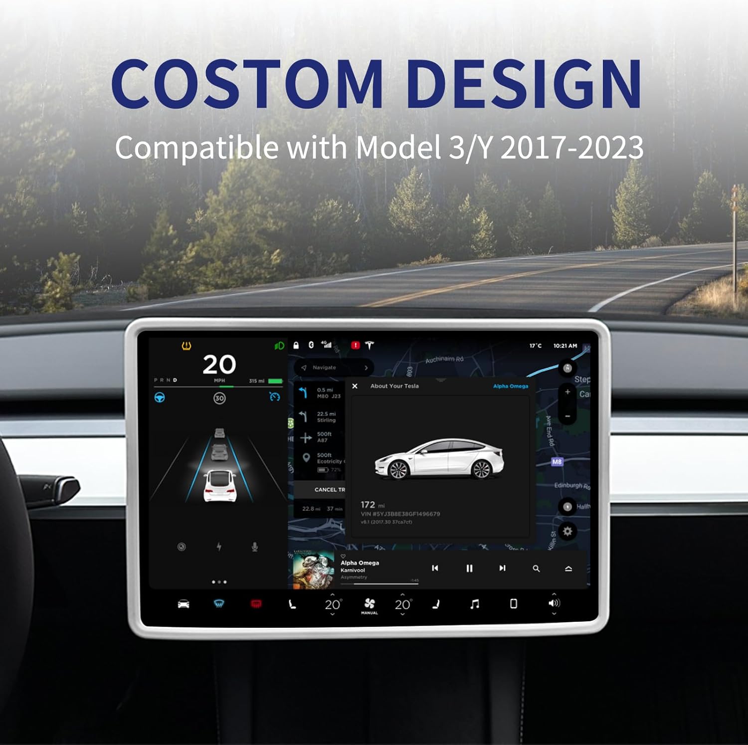 Protector de pantalla para Tesla Model 3Y, protector de marco de silicona, resistente a golpes y golpes, accesorios Tesla Model 3 Model Y 2017-2023,