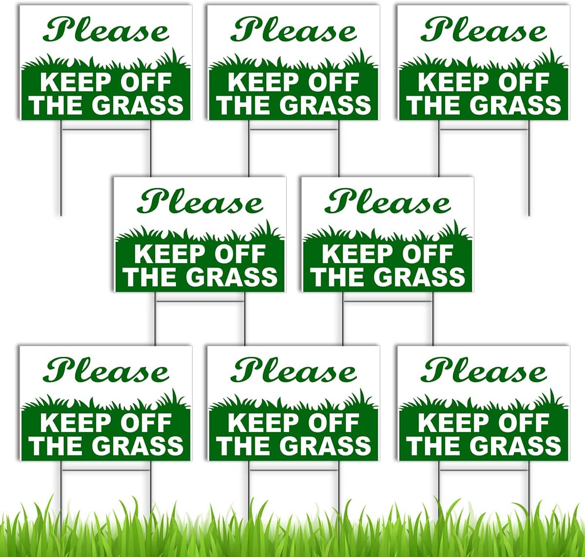 Letrero de 8 piezas con texto en inglés Keep Off Gras, 69, Coroplast, de doble cara, para patio, con texto en inglés Keep Dogs Off Great, letrero de
