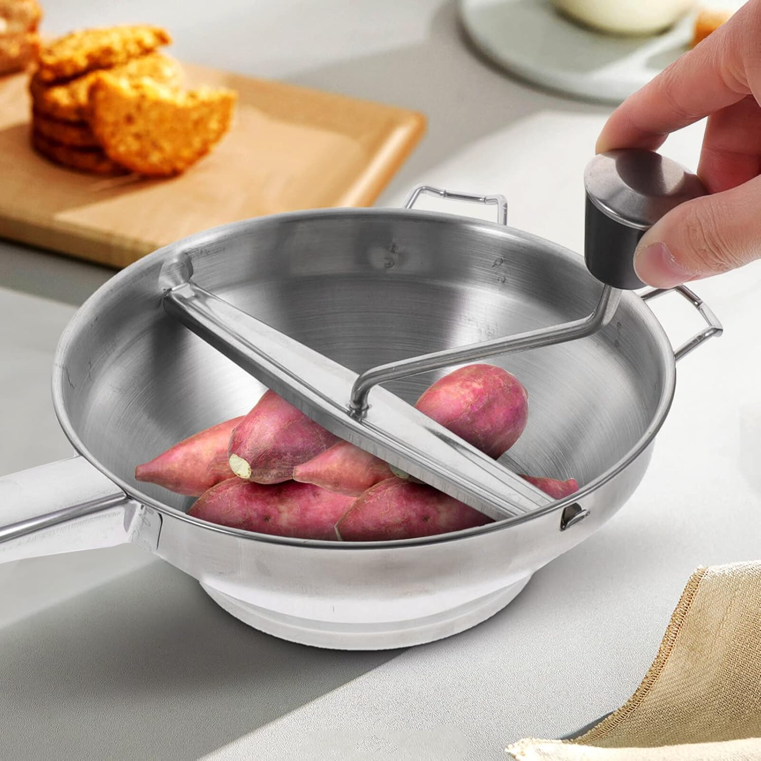ABOOFAN Molino de alimentos de acero inoxidable, manual rotativo, fruta, verdura, manivela, papas, triturador, puré, mermeladas, alimentos