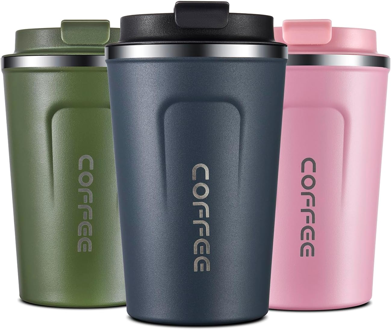 Taza de viaje de café aislada de acero inoxidable, tazas de café personalizadas para automóvil, taza linda de 12 onzas, azul